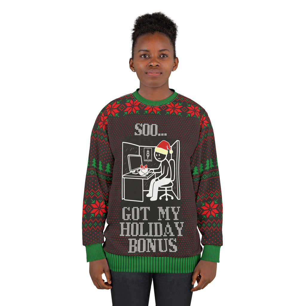 Holiday Bonus Ugly Christmas Sweater — Cliffverse Dark Corporate Humor Corporate Festive Knit