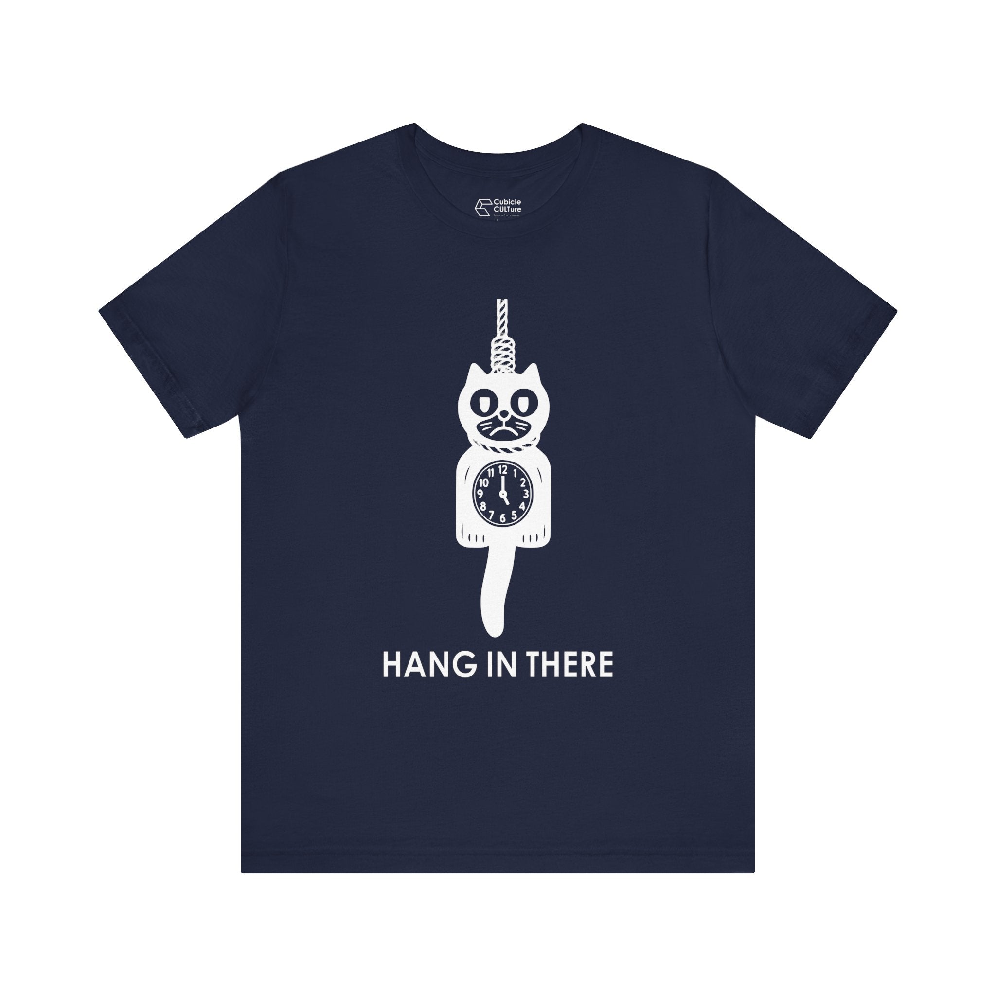 Hang In There T-Shirt – Dark Humor Cat Clock Parody Graphic Tee