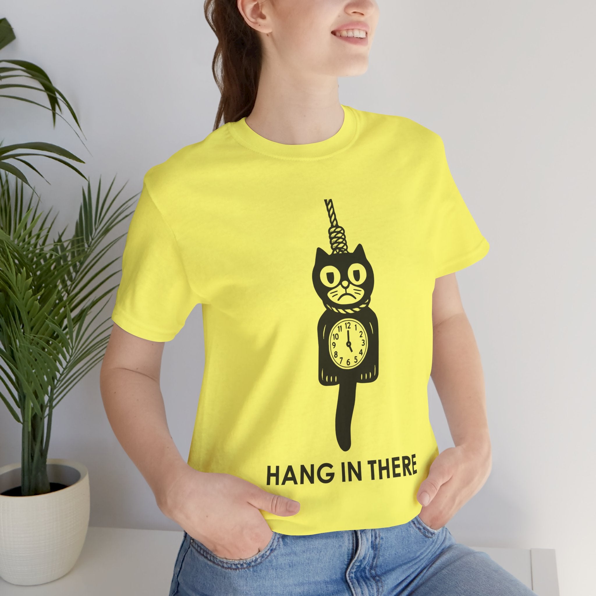 Hang In There T-Shirt – Dark Humor Cat Clock Parody Graphic Tee