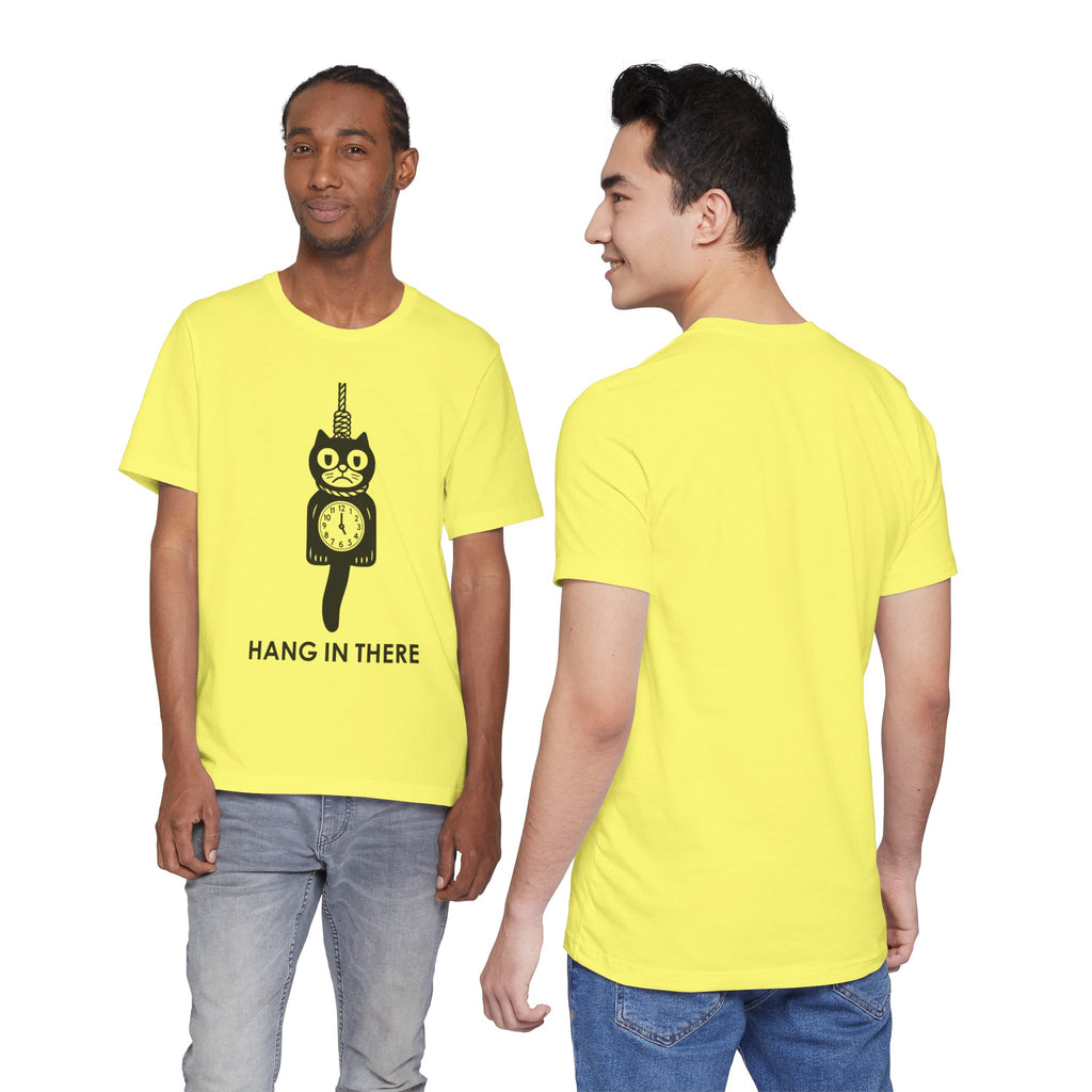 Hang In There T-Shirt – Dark Humor Cat Clock Parody Graphic Tee