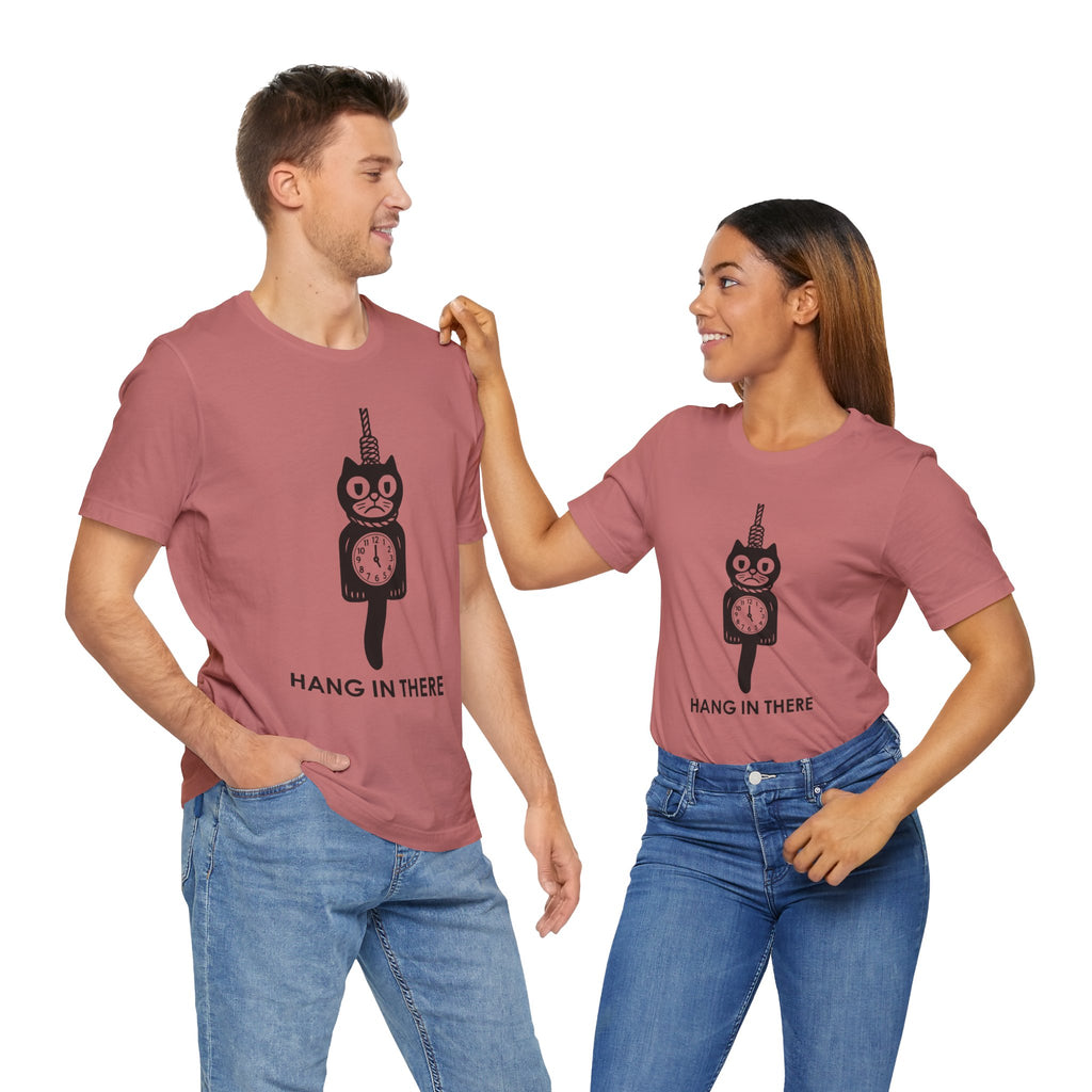 Hang In There T-Shirt – Dark Humor Cat Clock Parody Graphic Tee