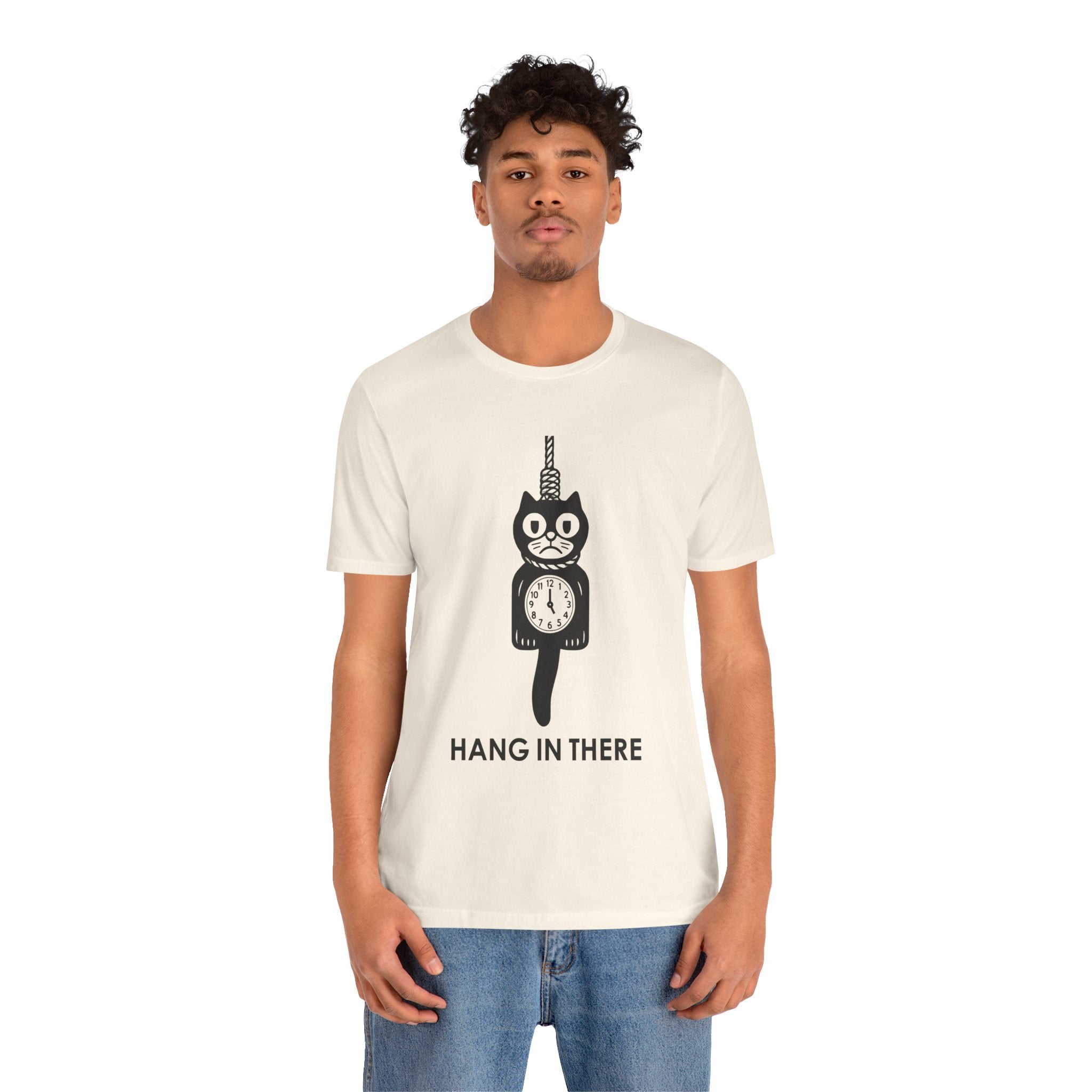 Hang In There T-Shirt – Dark Humor Cat Clock Parody Graphic Tee