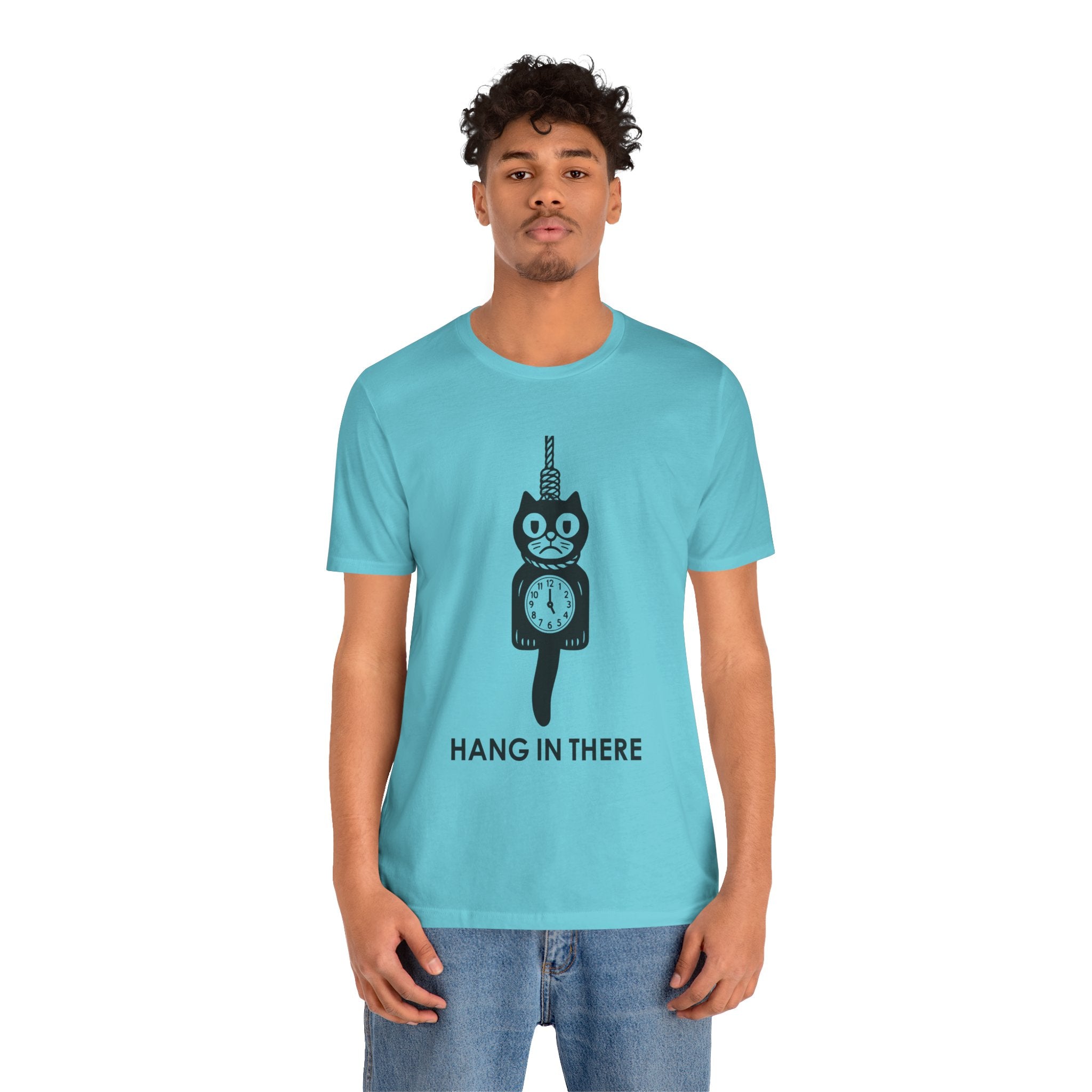 Hang In There T-Shirt – Dark Humor Cat Clock Parody Graphic Tee