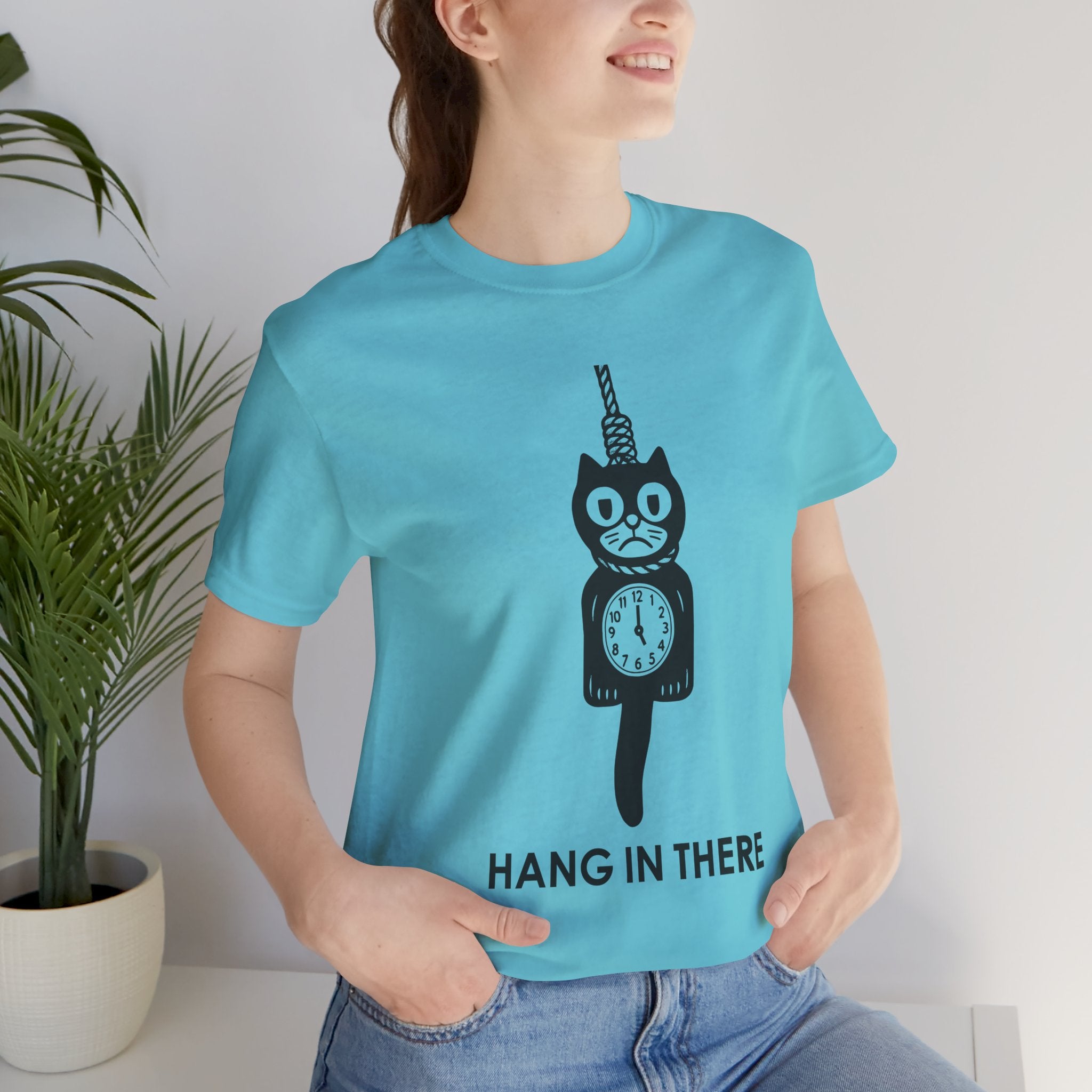 Hang In There T-Shirt – Dark Humor Cat Clock Parody Graphic Tee