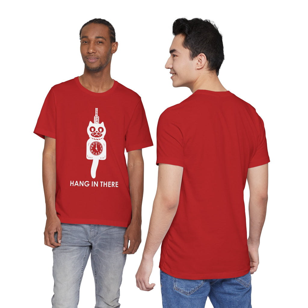 Hang In There T-Shirt – Dark Humor Cat Clock Parody Graphic Tee