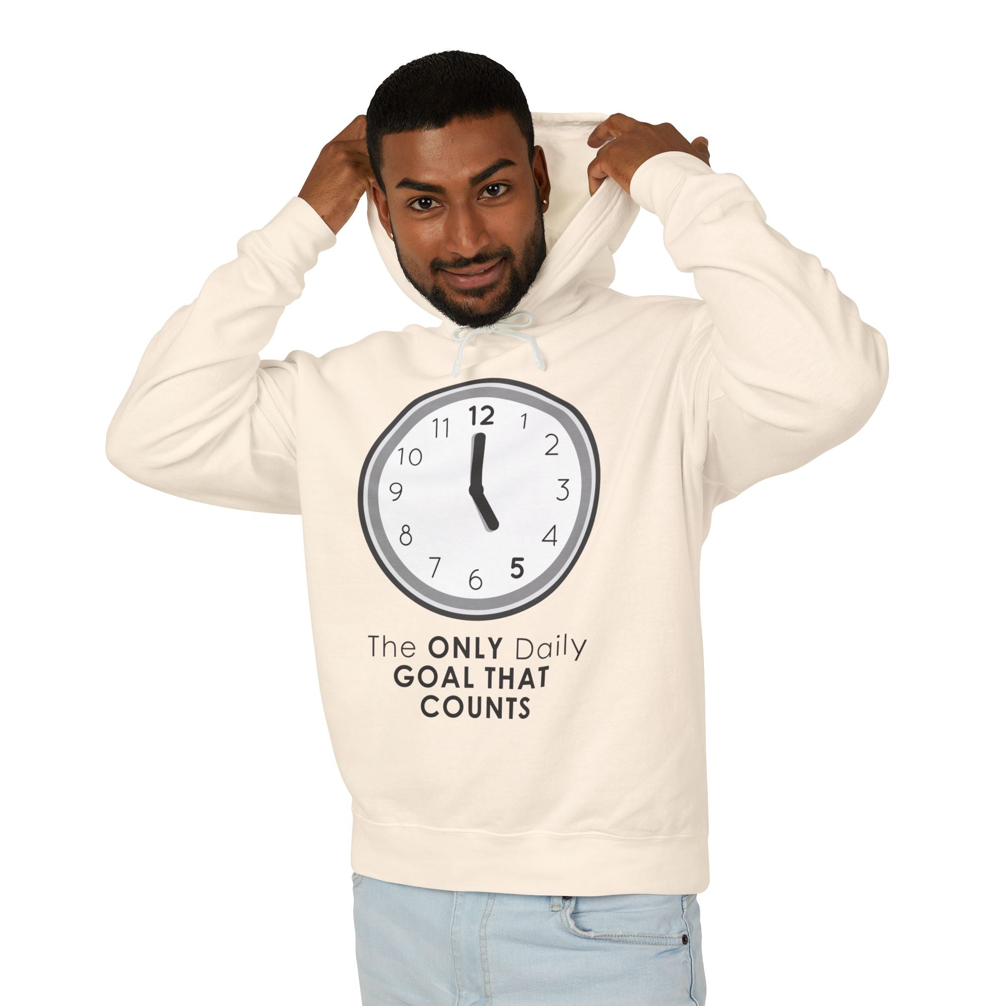 5 O’Clock Daily Goal Hoodie – Dark Humor Office Survival Sweatshirt