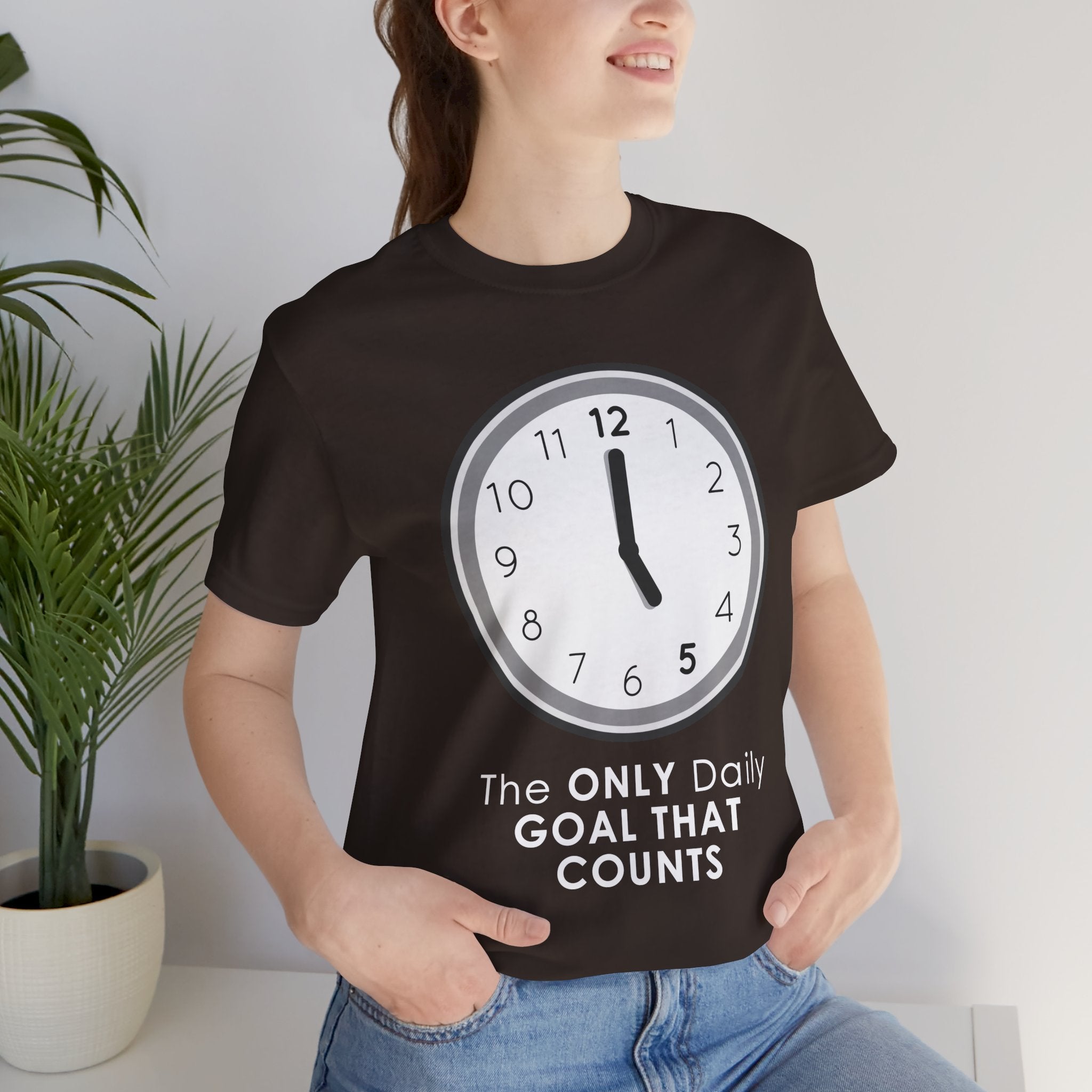 5 O’Clock Daily Goal T-Shirt – Dark Humor Office Survival Graphic Tee