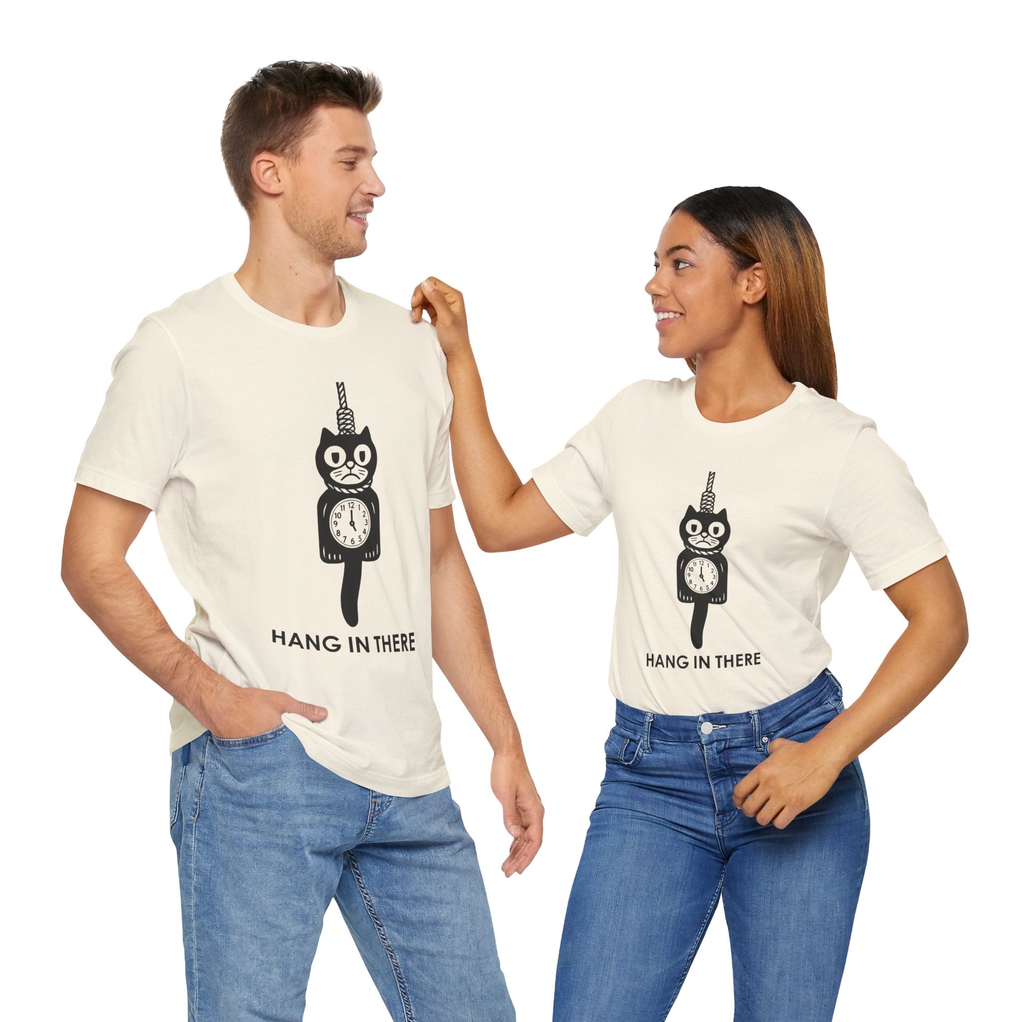 Hang In There T-Shirt – Dark Humor Cat Clock Parody Graphic Tee