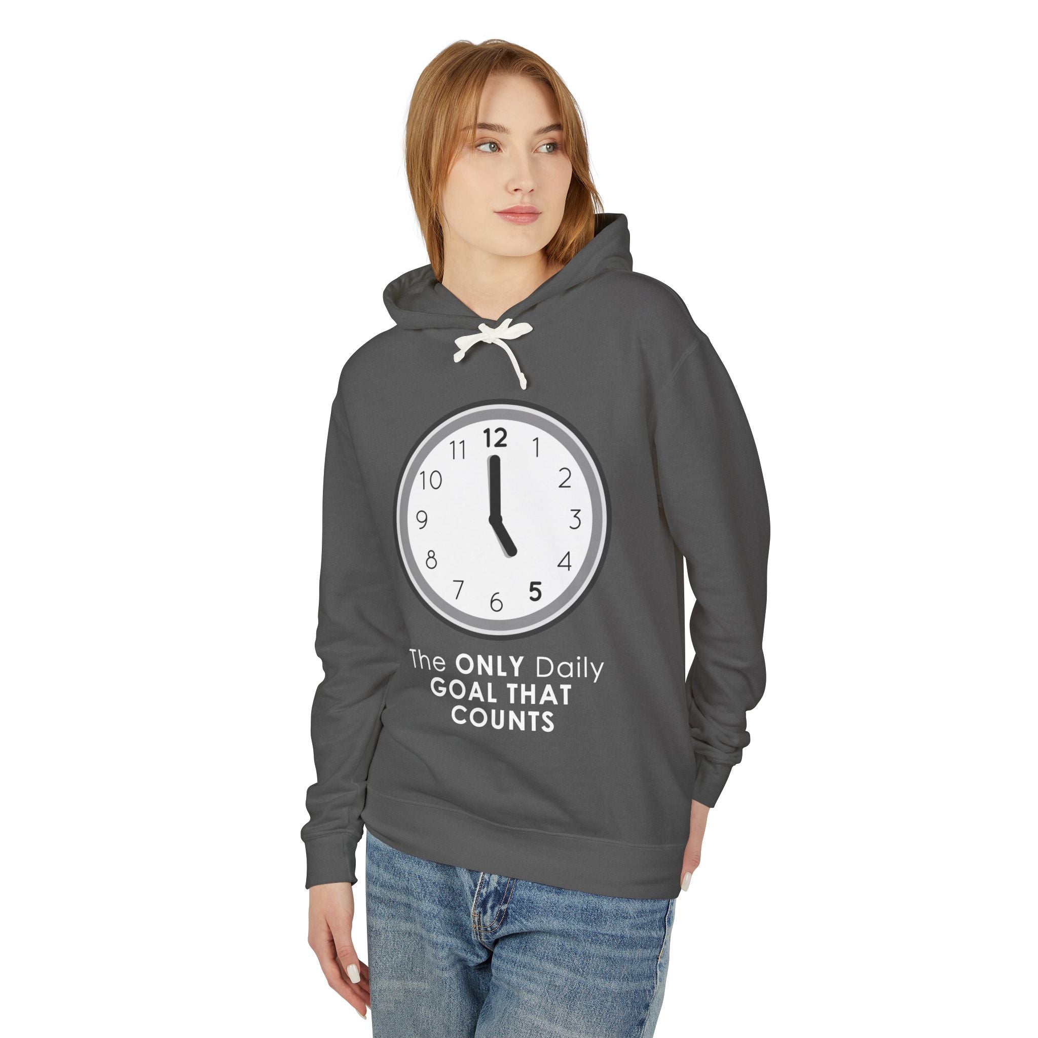 5 O’Clock Daily Goal Hoodie – Dark Humor Office Survival Sweatshirt