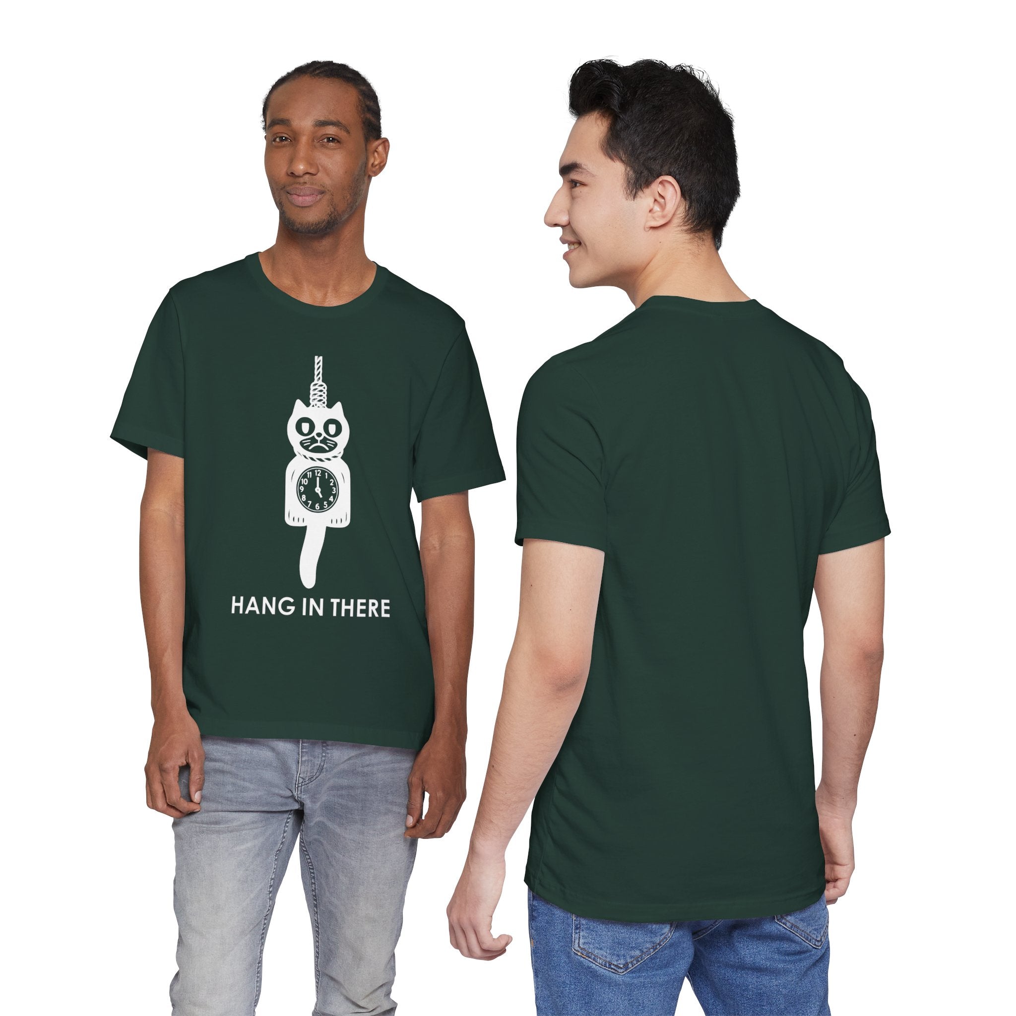 Hang In There T-Shirt – Dark Humor Cat Clock Parody Graphic Tee