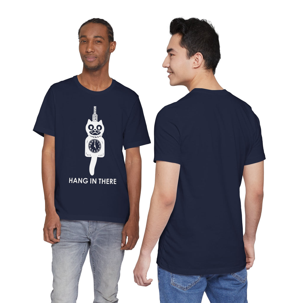 Hang In There T-Shirt – Dark Humor Cat Clock Parody Graphic Tee