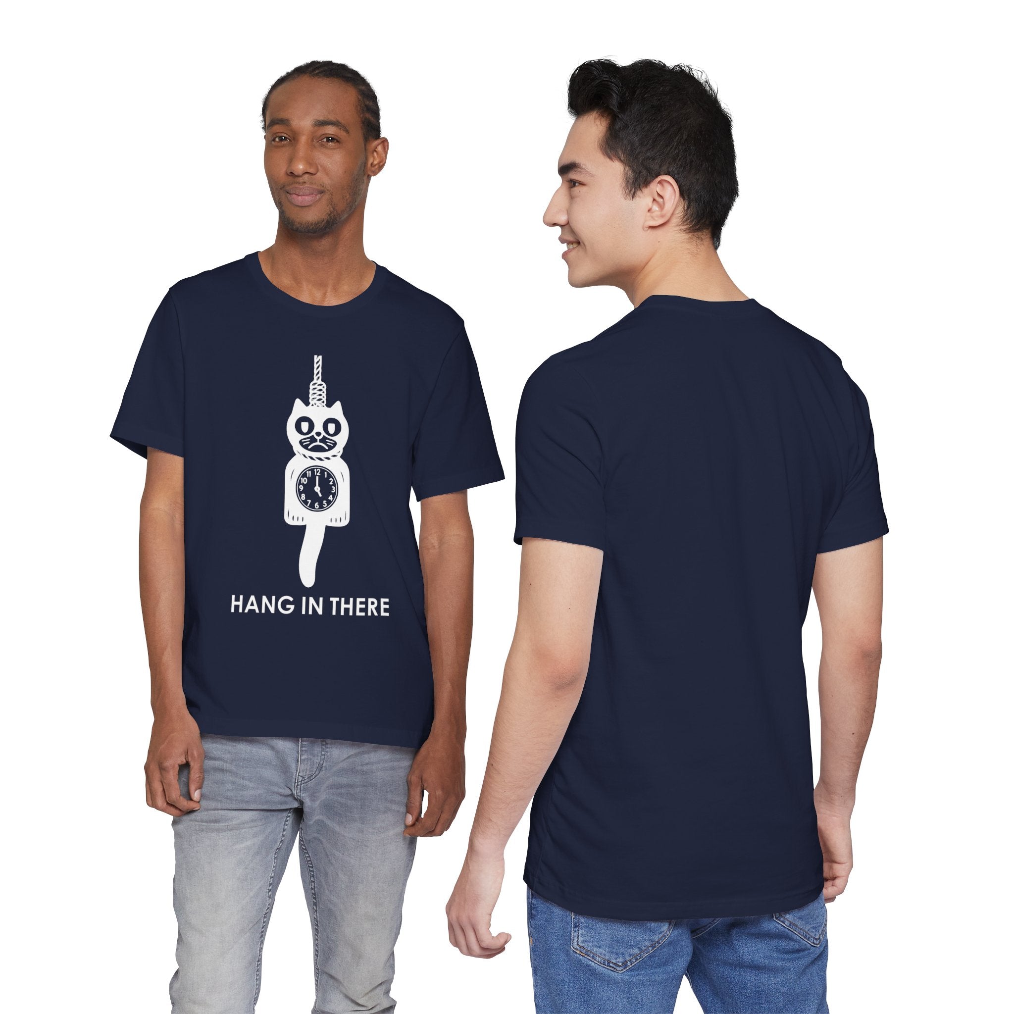 Hang In There T-Shirt – Dark Humor Cat Clock Parody Graphic Tee