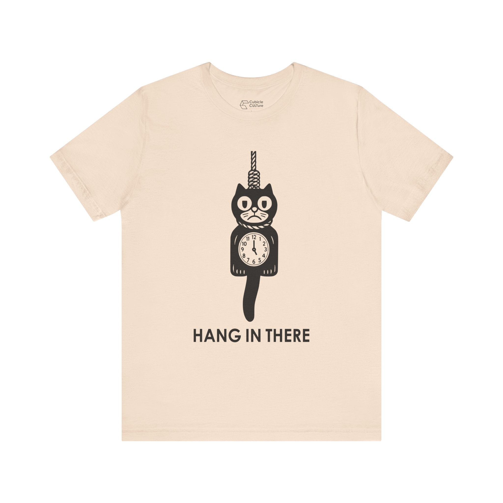 Hang In There T-Shirt – Dark Humor Cat Clock Parody Graphic Tee
