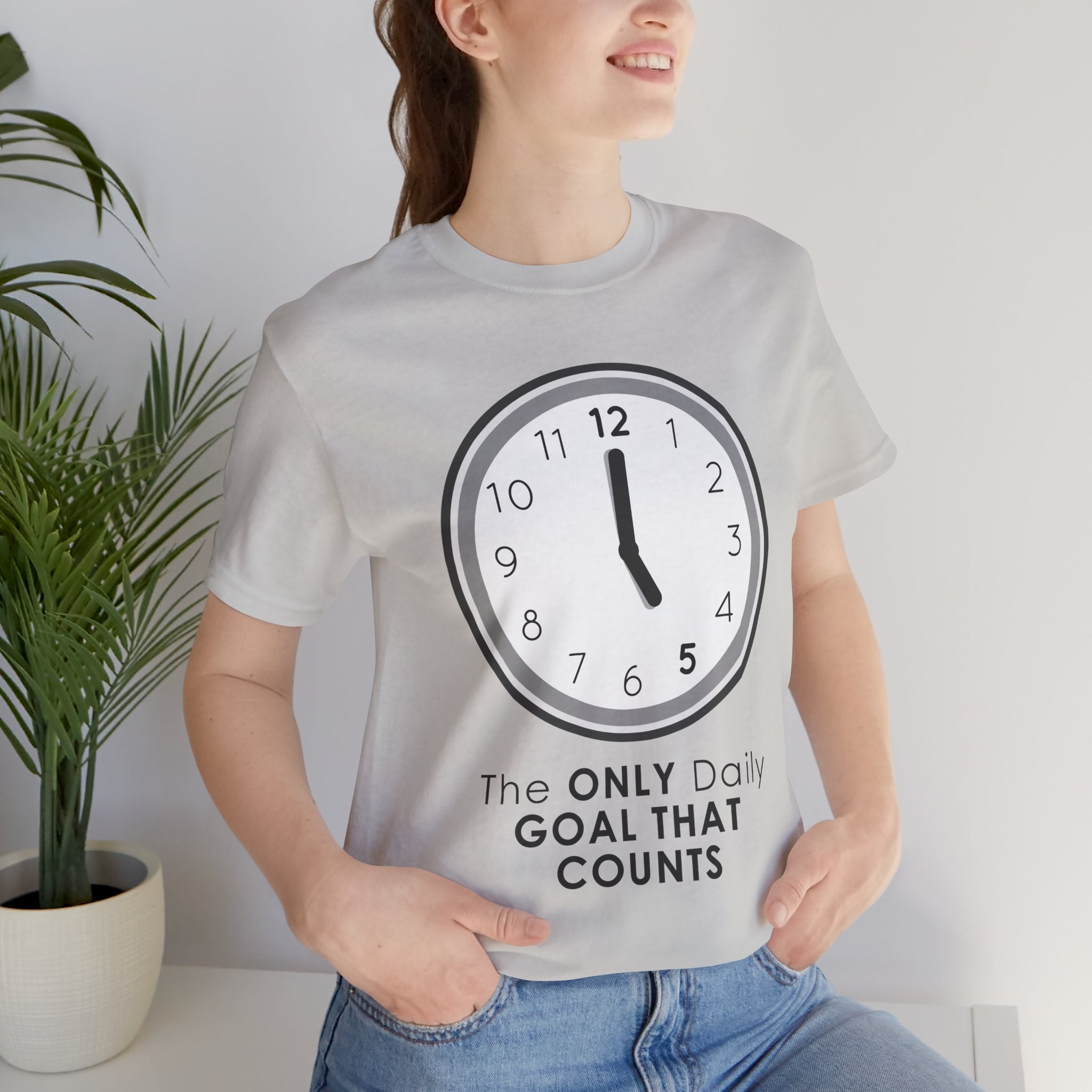 5 O’Clock Daily Goal T-Shirt – Dark Humor Office Survival Graphic Tee