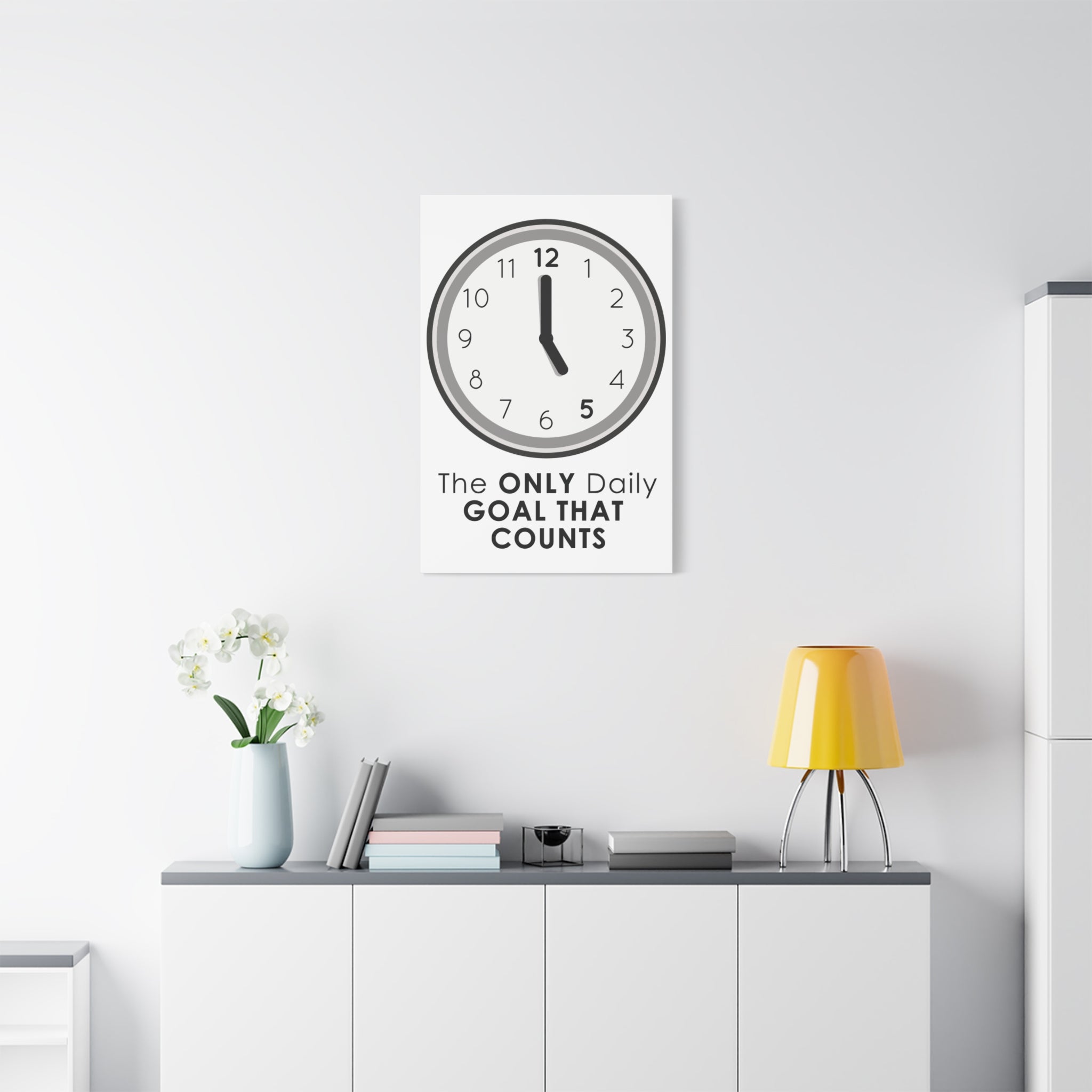 5 O’Clock Daily Goal Canvas – Dark Humor Office Survival Wall Art