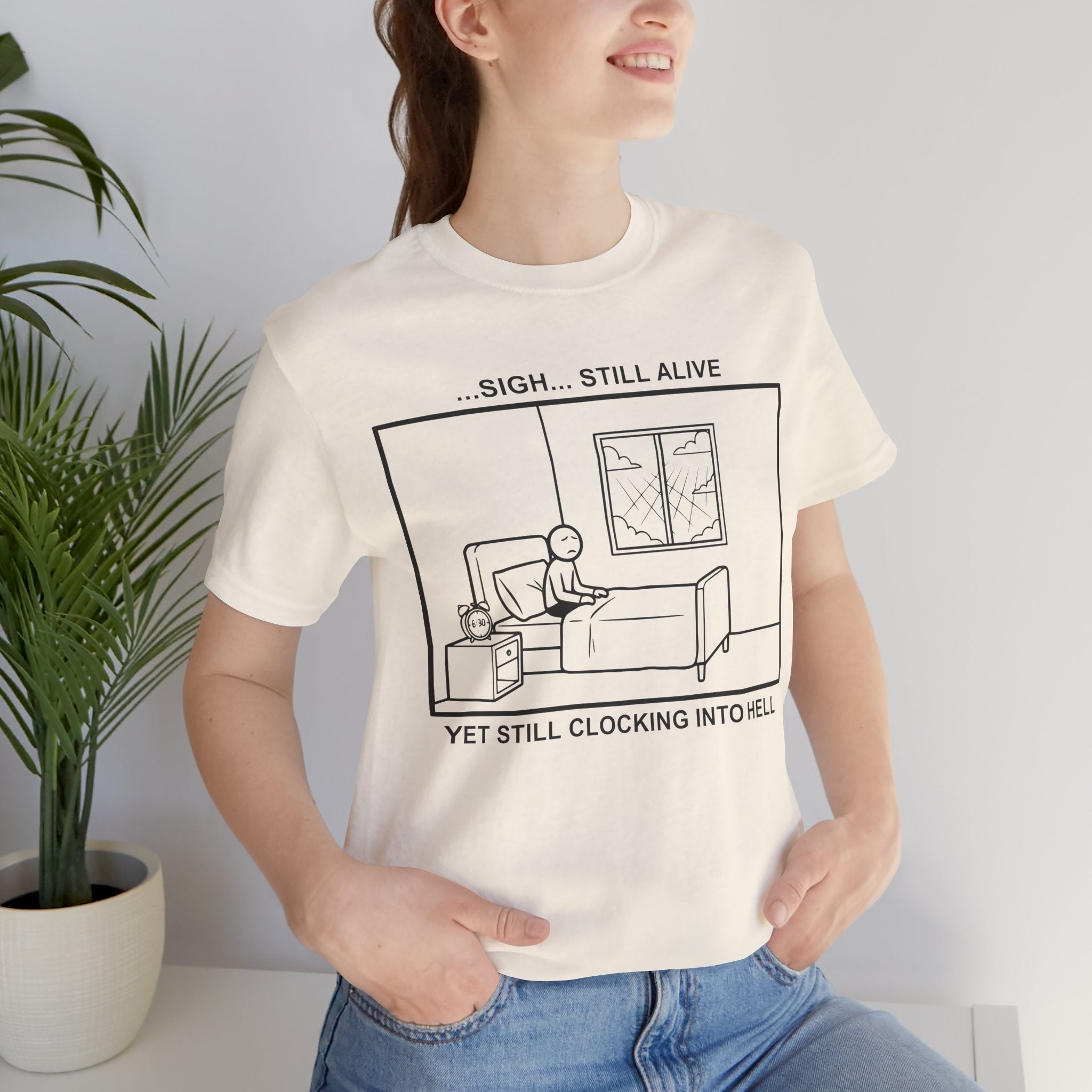 Every Morning — Clocking into Hell T-Shirt – Cliffverse Office Humor Graphic Tee for Corporate Survivors