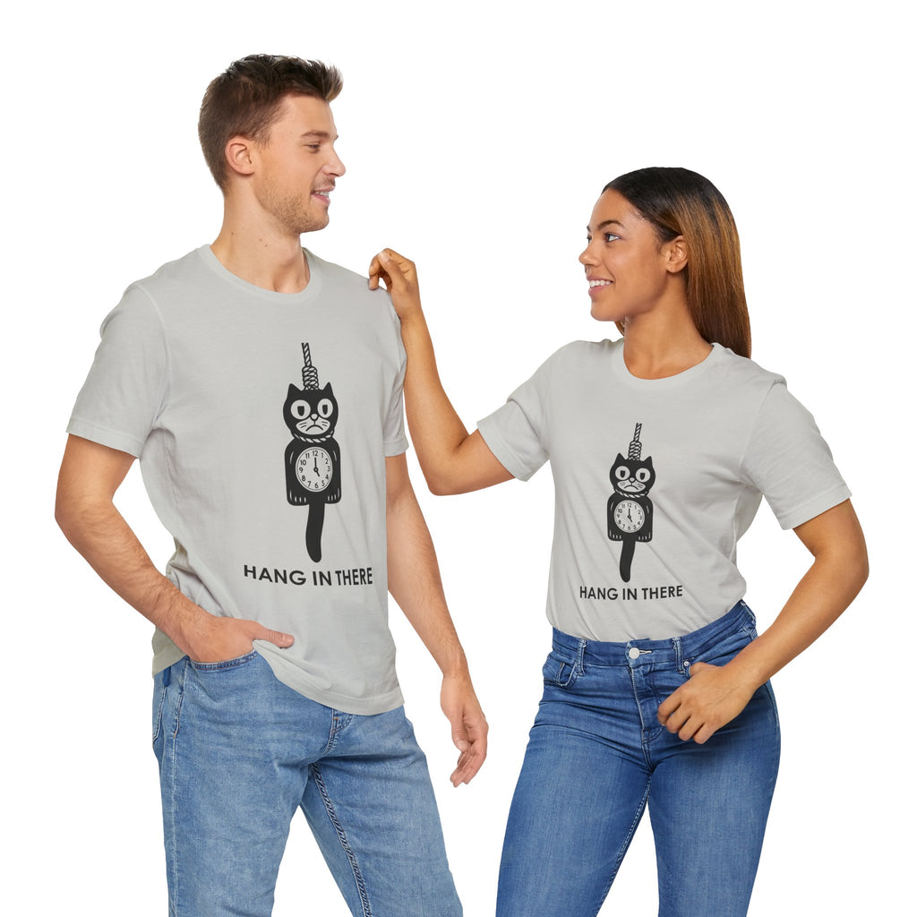 Hang In There T-Shirt – Dark Humor Cat Clock Parody Graphic Tee
