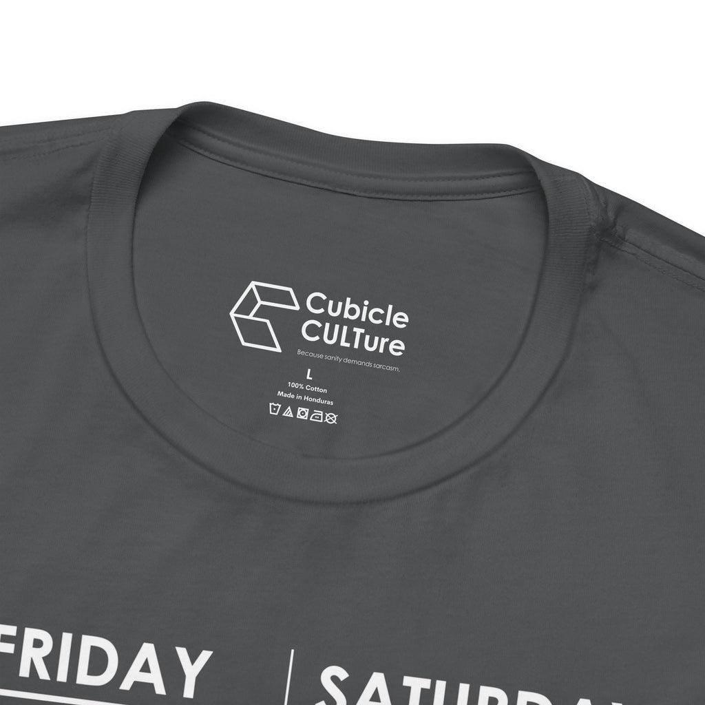 Weekend Cliff Comic T-Shirt – Dark Humor Friday to Monday Survival Graphic Tee
