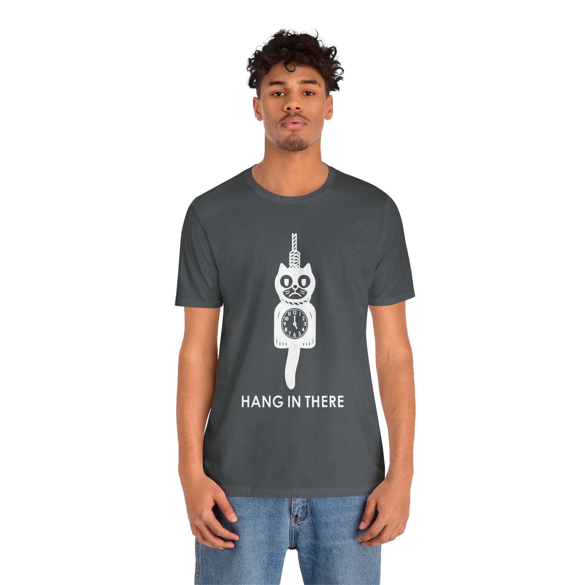 Hang In There T-Shirt – Dark Humor Cat Clock Parody Graphic Tee