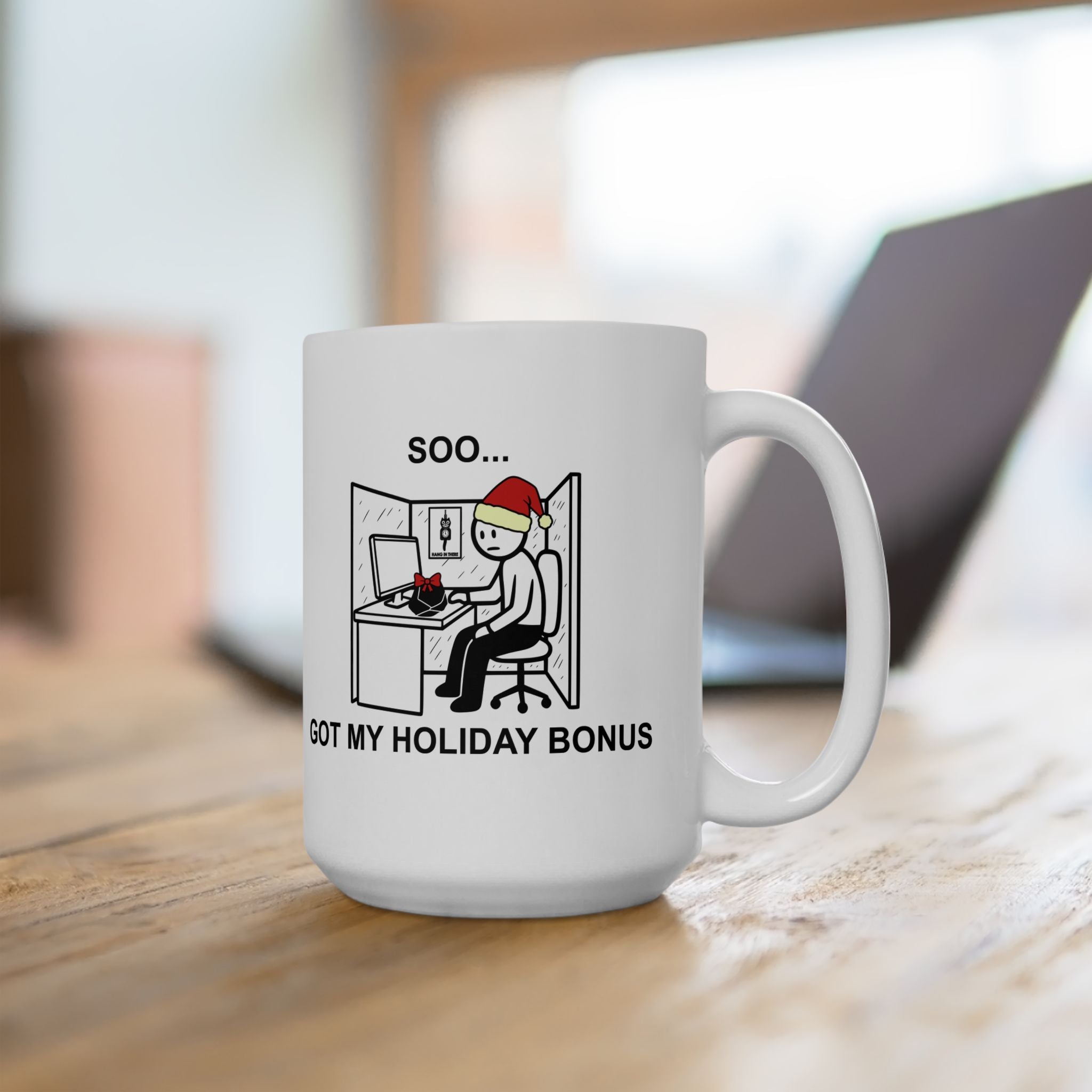 Holiday Bonus Comic Coffee Mug – Dark Humor Corporate Christmas Office Cup
