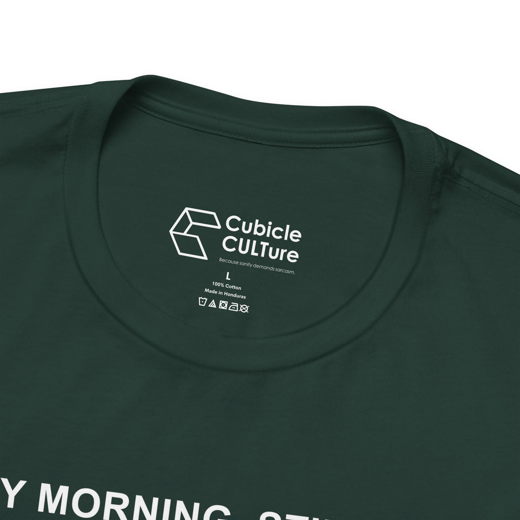 Every Morning — Clocking into Hell T-Shirt – Cliffverse Office Humor Graphic Tee for Corporate Survivors