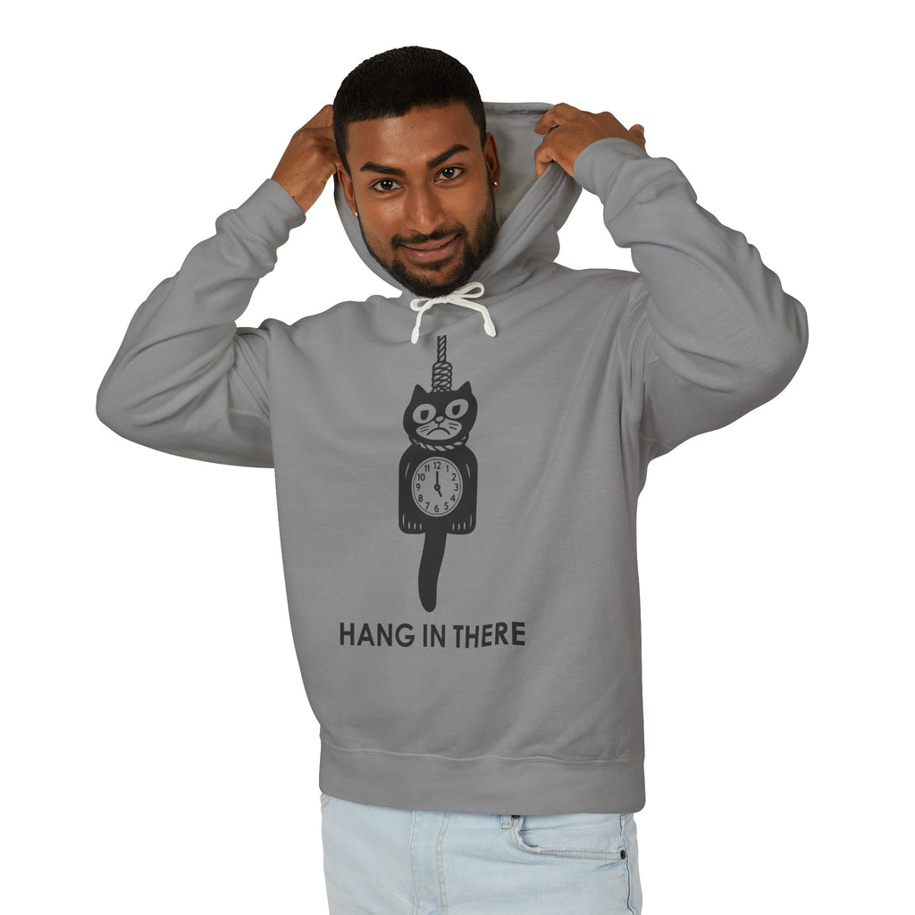 Hang In There Hoodie – Dark Humor Cat Clock Parody Sweatshirt
