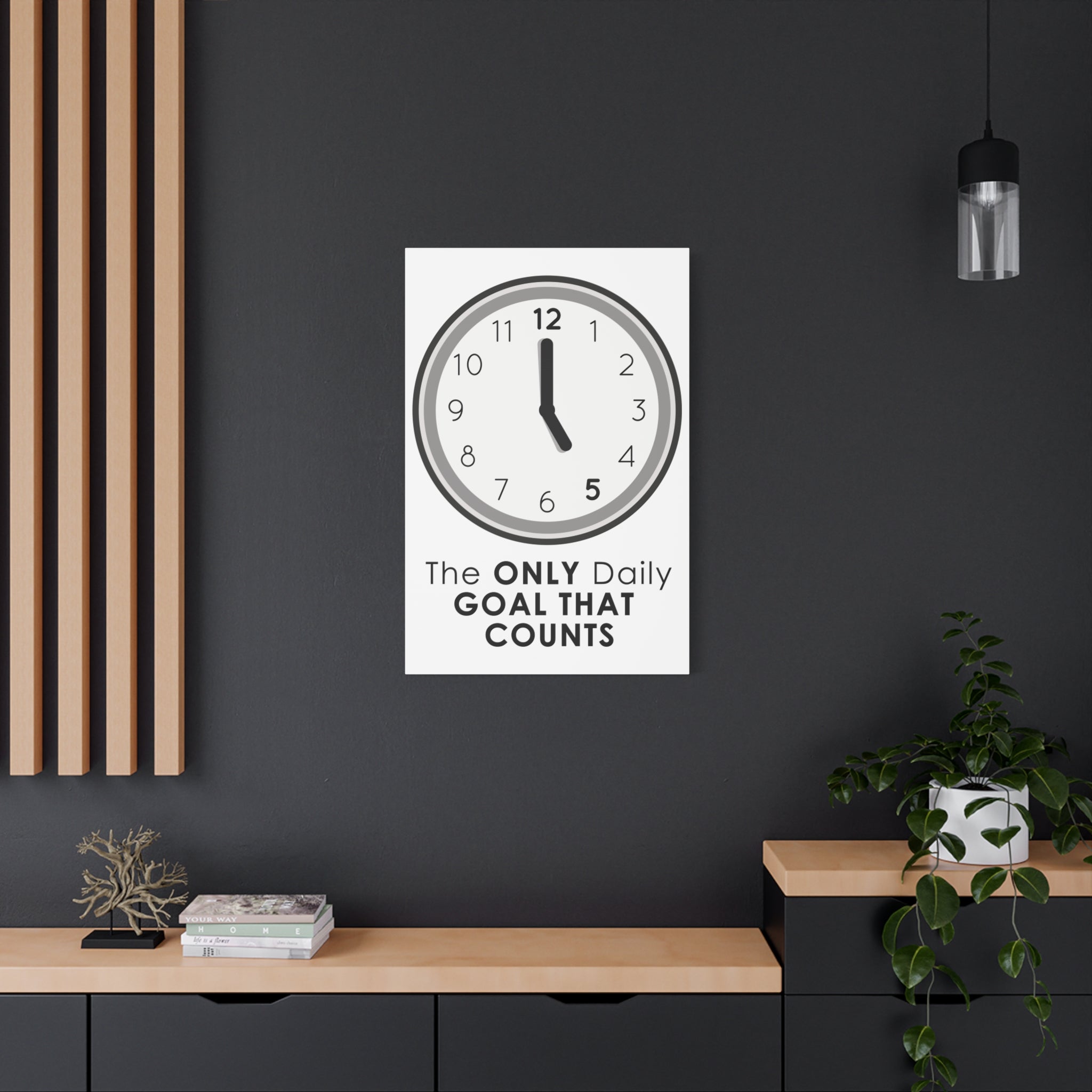 5 O’Clock Daily Goal Canvas – Dark Humor Office Survival Wall Art