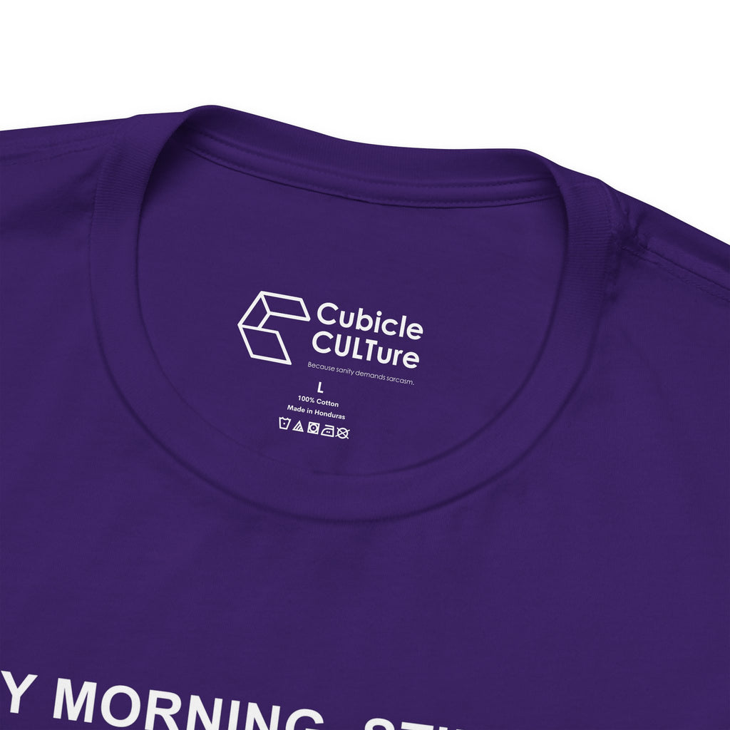 Every Morning — Clocking into Hell T-Shirt – Cliffverse Office Humor Graphic Tee for Corporate Survivors