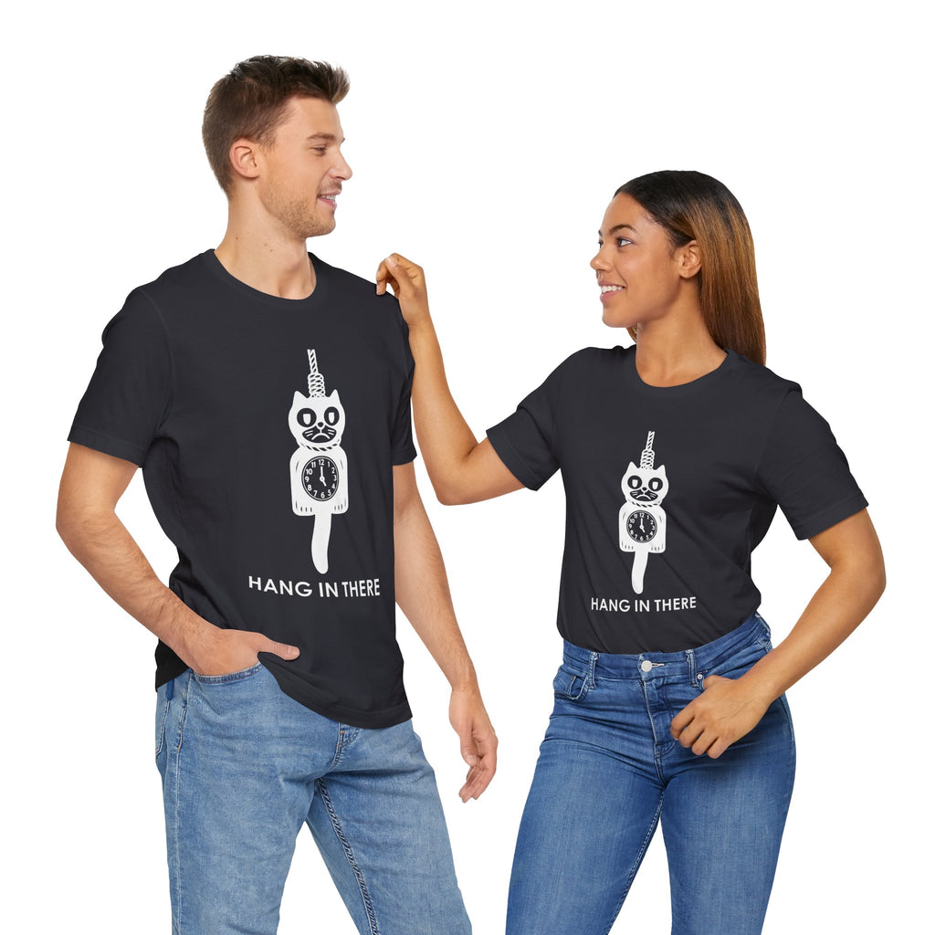 Hang In There T-Shirt – Dark Humor Cat Clock Parody Graphic Tee