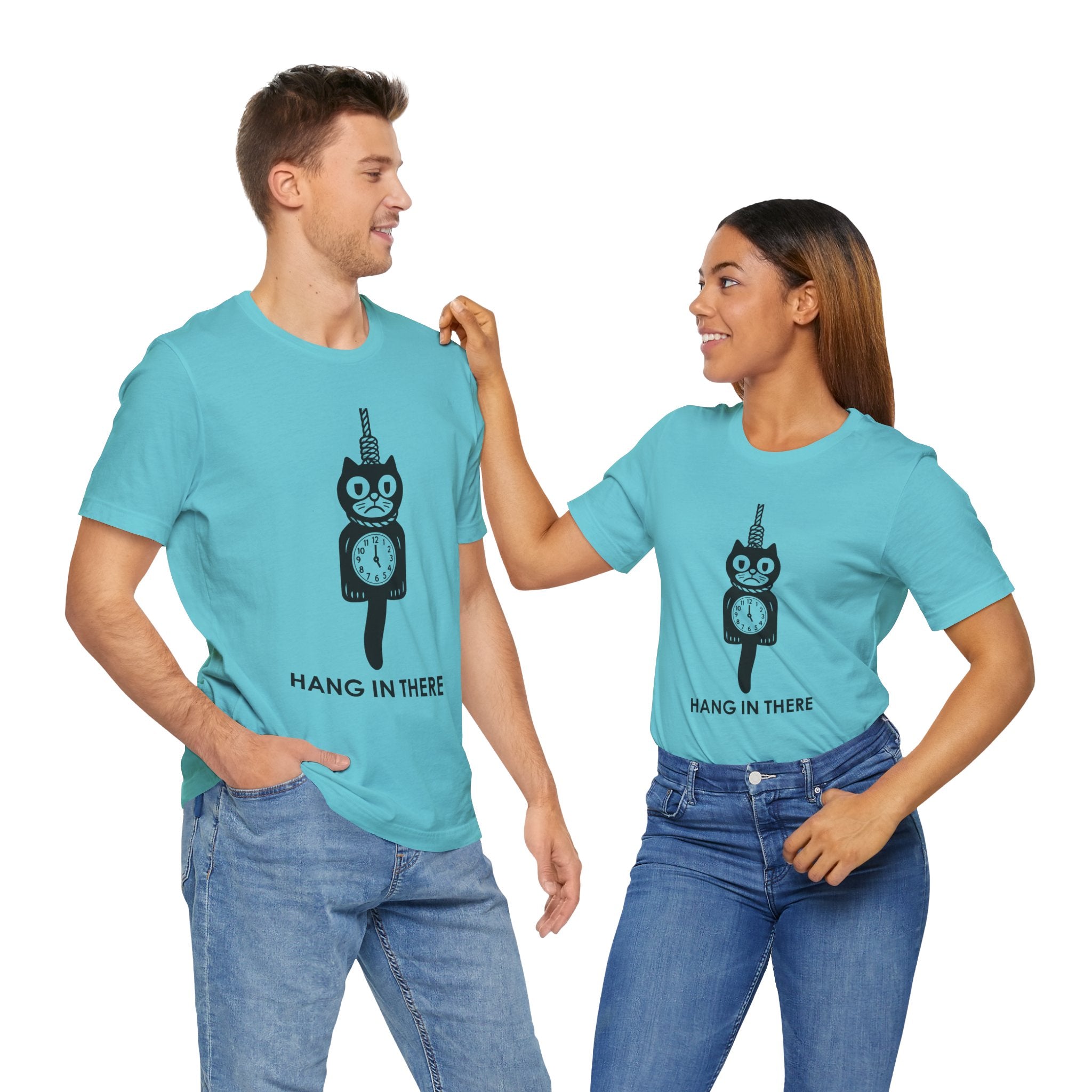 Hang In There T-Shirt – Dark Humor Cat Clock Parody Graphic Tee