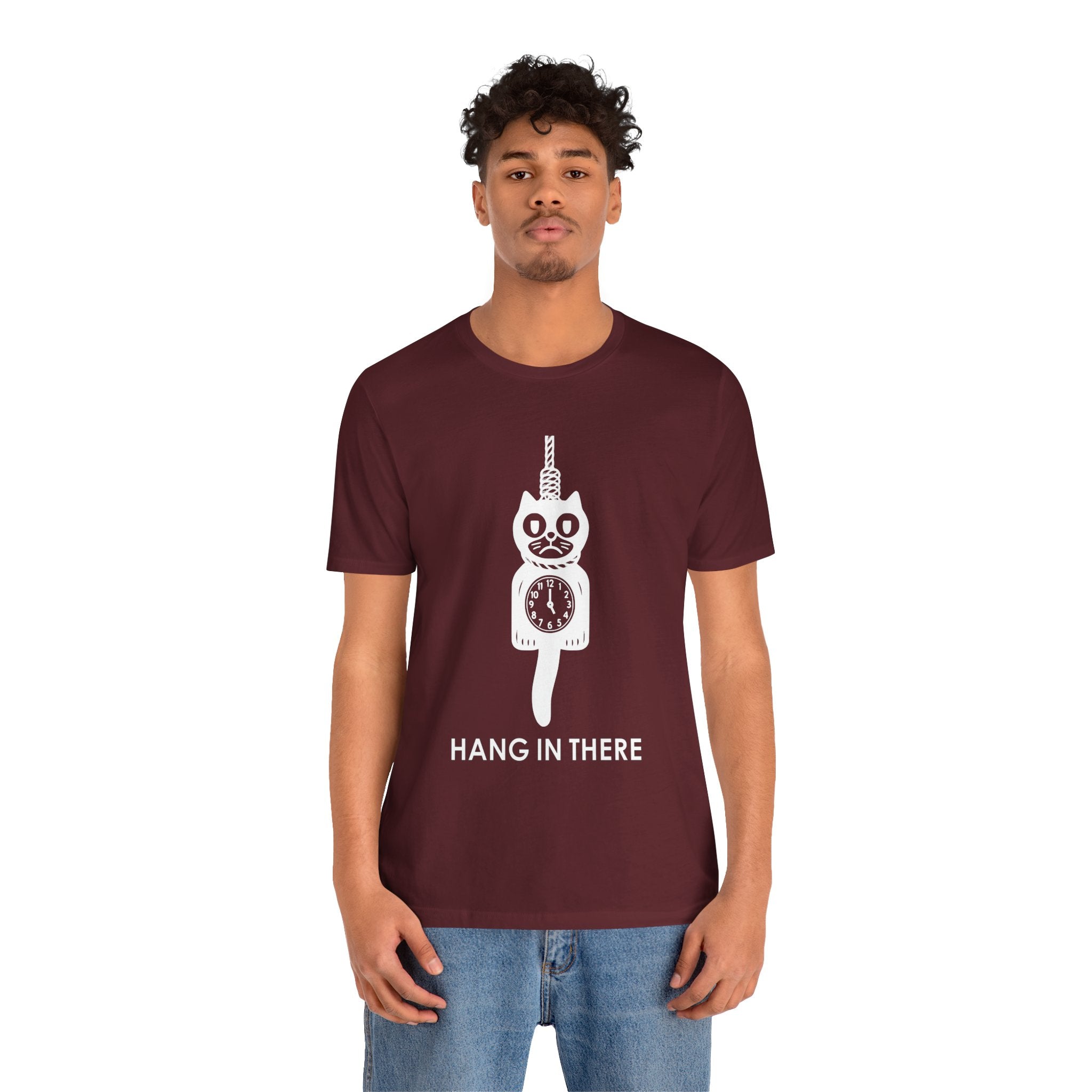 Hang In There T-Shirt – Dark Humor Cat Clock Parody Graphic Tee