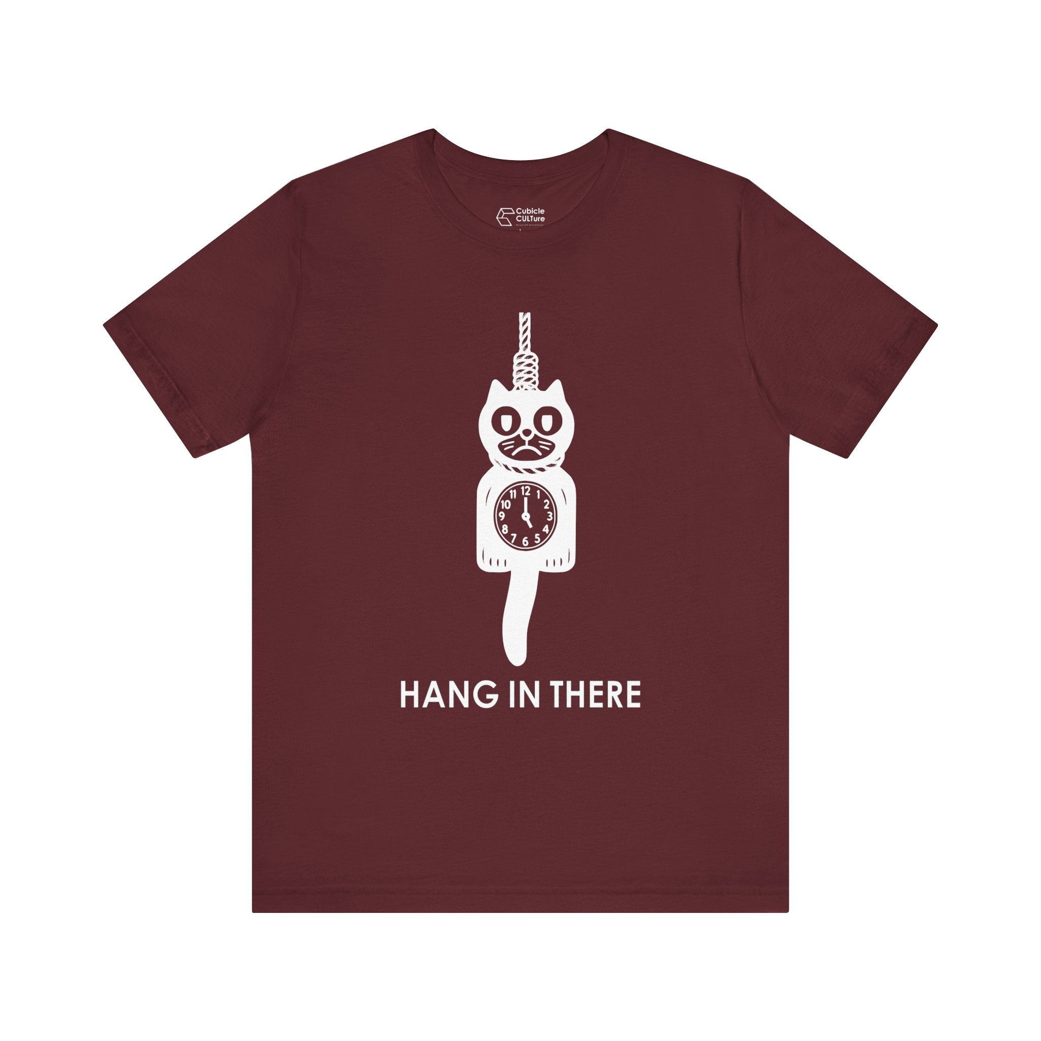 Hang In There T-Shirt – Dark Humor Cat Clock Parody Graphic Tee