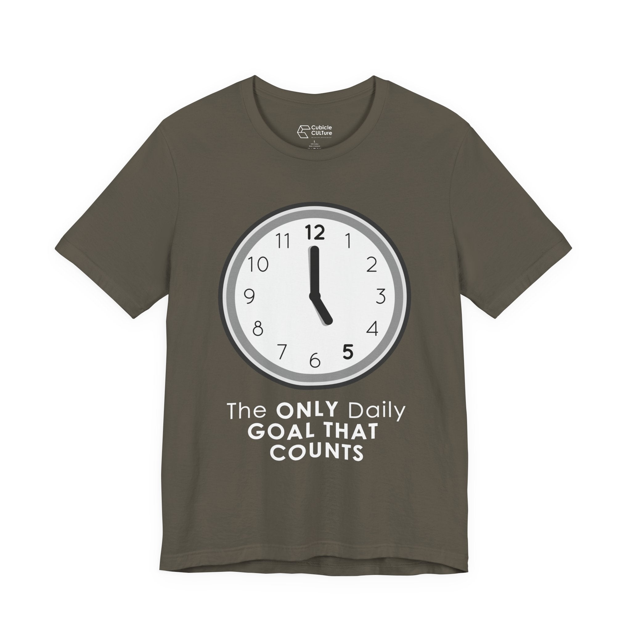 5 O’Clock Daily Goal T-Shirt – Dark Humor Office Survival Graphic Tee