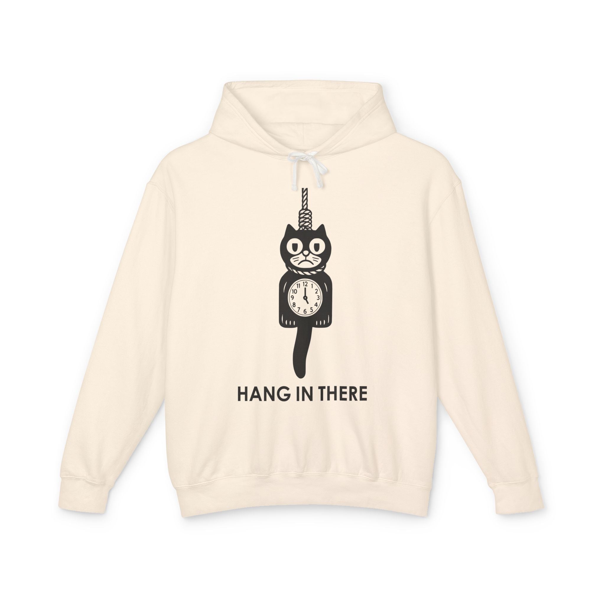 Hang In There Hoodie – Dark Humor Cat Clock Parody Sweatshirt