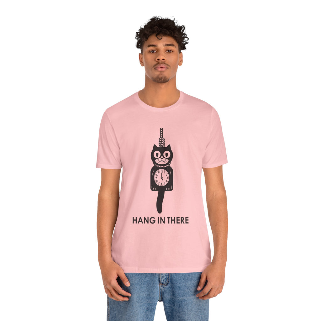 Hang In There T-Shirt – Dark Humor Cat Clock Parody Graphic Tee