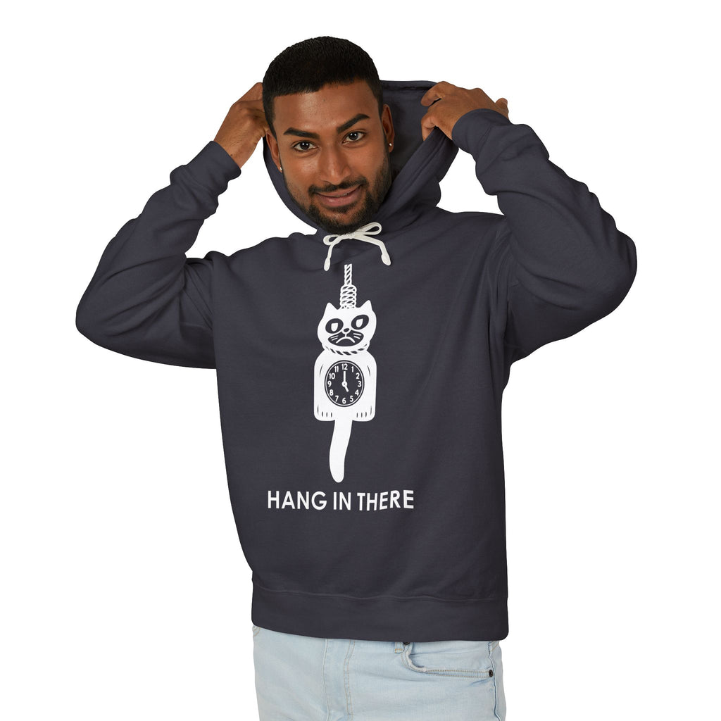 Hang In There Hoodie – Dark Humor Cat Clock Parody Sweatshirt