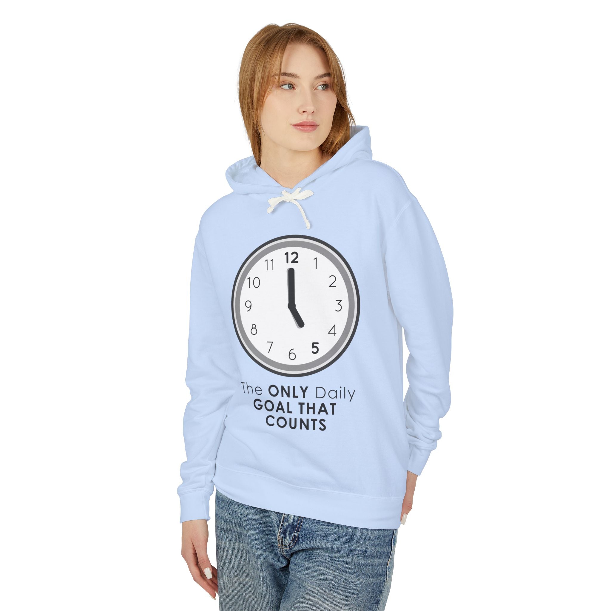 5 O’Clock Daily Goal Hoodie – Dark Humor Office Survival Sweatshirt