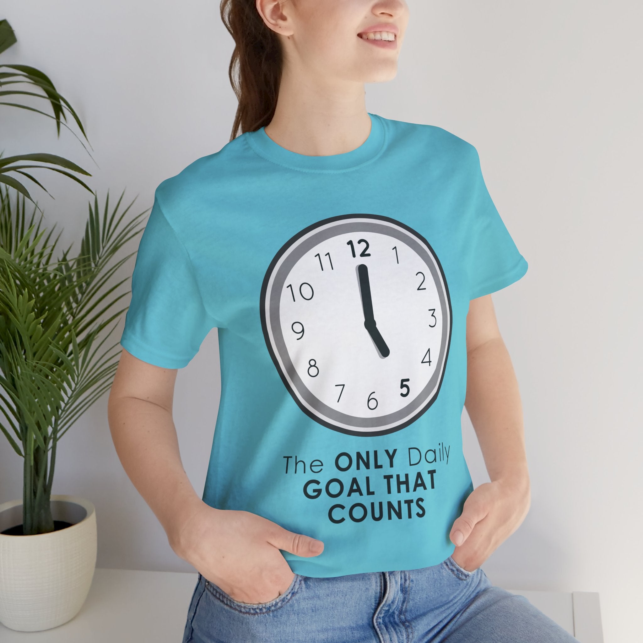 5 O’Clock Daily Goal T-Shirt – Dark Humor Office Survival Graphic Tee
