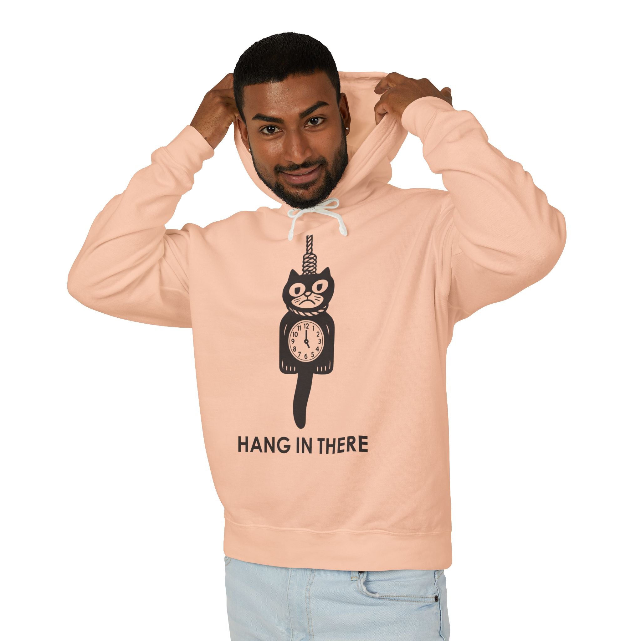 Hang In There Hoodie – Dark Humor Cat Clock Parody Sweatshirt