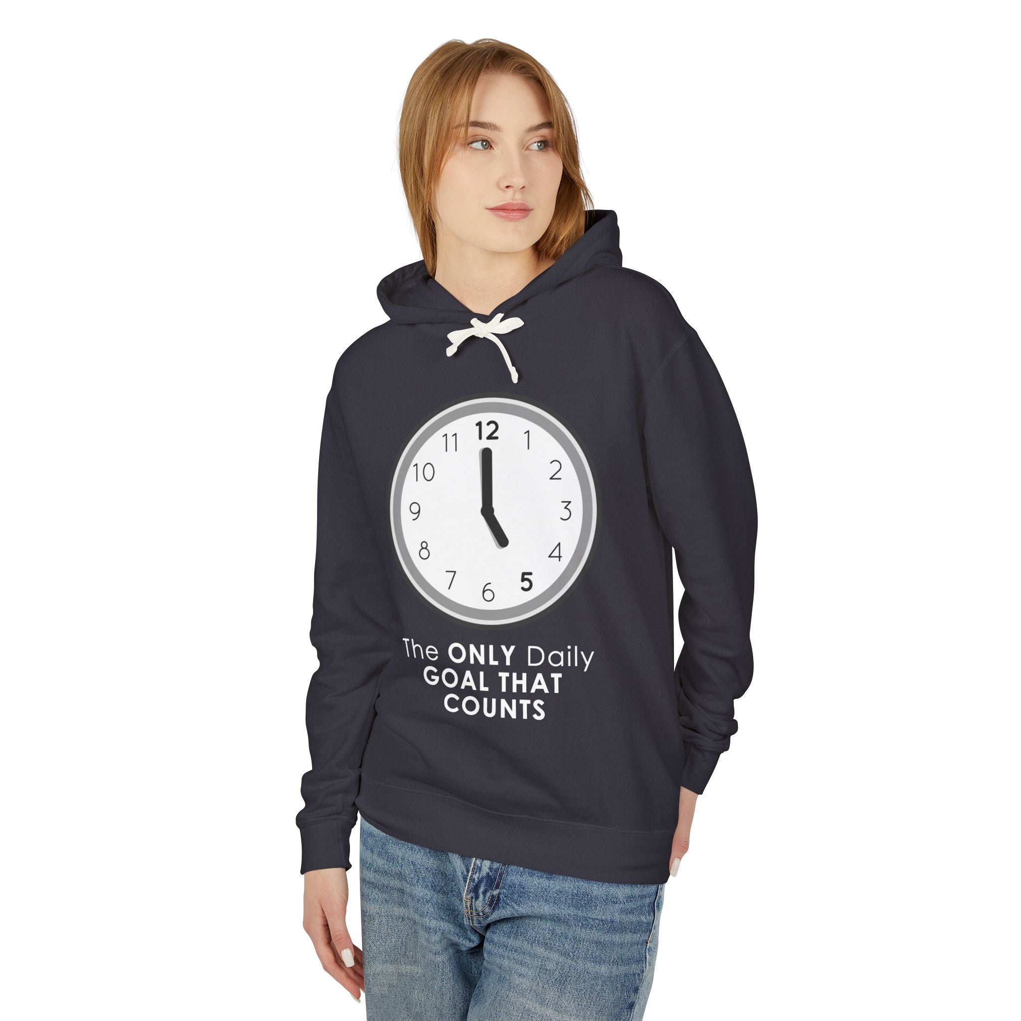 5 O’Clock Daily Goal Hoodie – Dark Humor Office Survival Sweatshirt