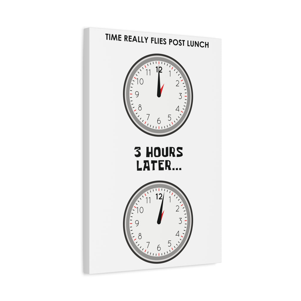 Post Lunch Woe Canvas – Dark Humor Afternoon Slump Office Wall Art