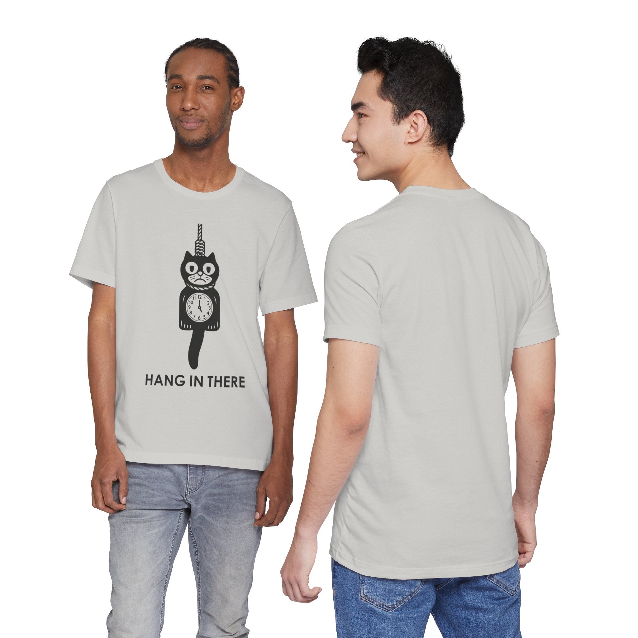 Hang In There T-Shirt – Dark Humor Cat Clock Parody Graphic Tee