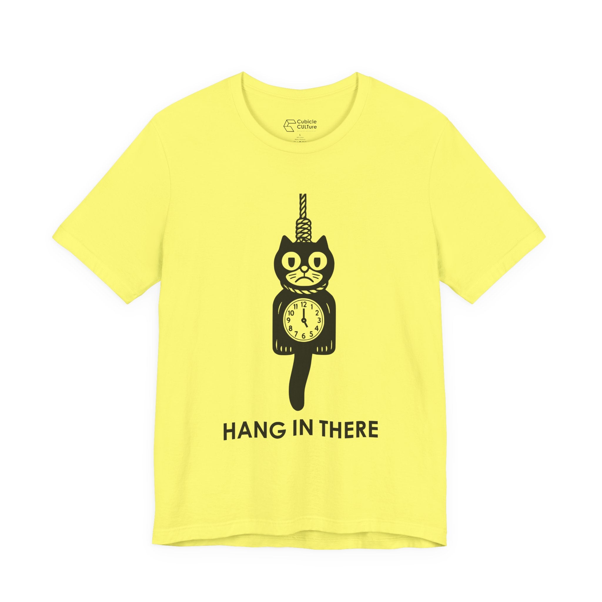 Hang In There T-Shirt – Dark Humor Cat Clock Parody Graphic Tee