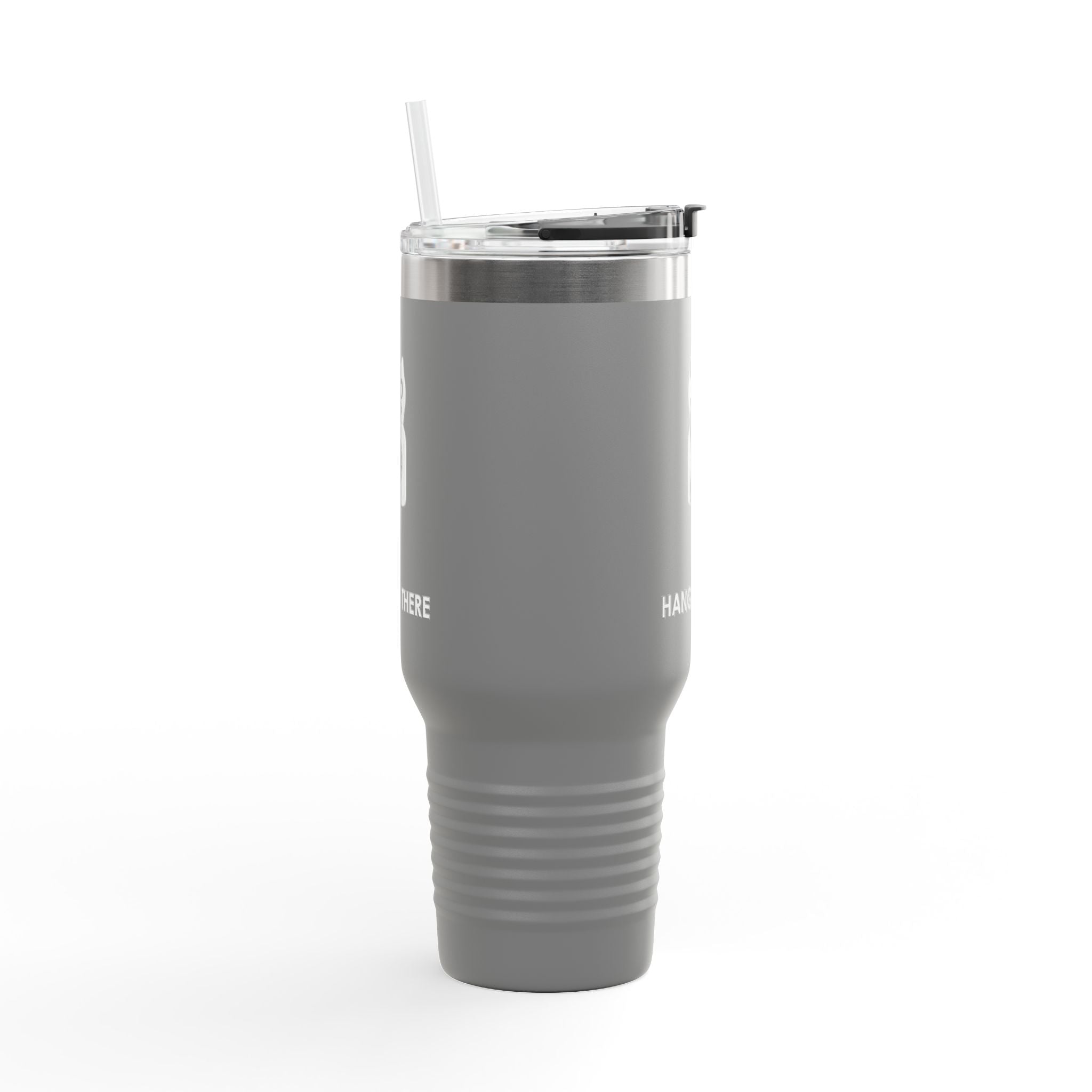 Hang In There Travel Mug – Dark Humor Cat Clock Parody Tumbler