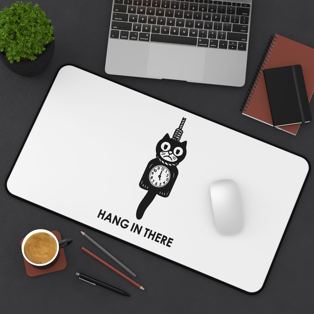 Hang In There Mouse Pad – Dark Humor Cat Clock Parody Desk Accessory