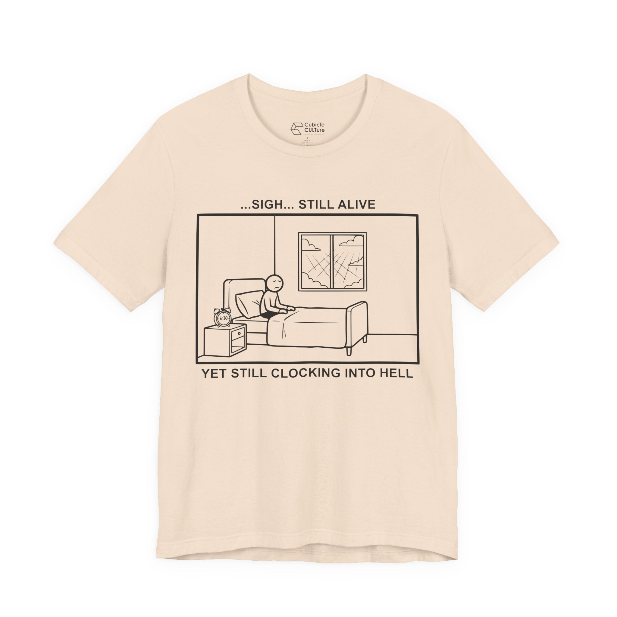 Every Morning — Clocking into Hell T-Shirt – Cliffverse Office Humor Graphic Tee for Corporate Survivors