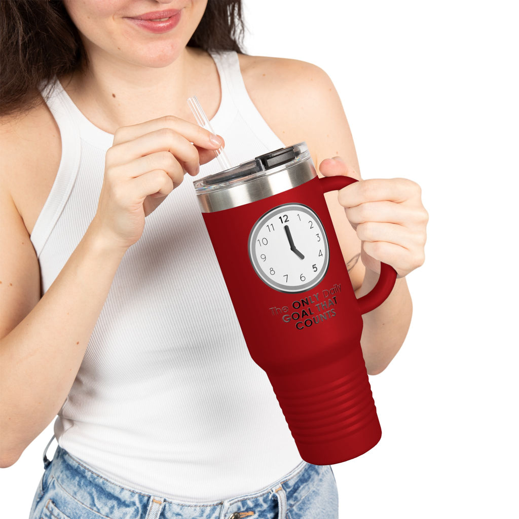 5 O’Clock Daily Goal Travel Mug – Dark Humor Office Survival Tumbler