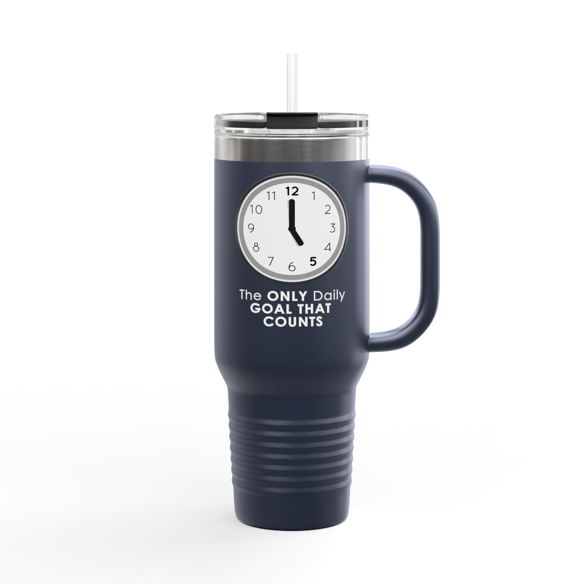 5 O’Clock Daily Goal Travel Mug – Dark Humor Office Survival Tumbler