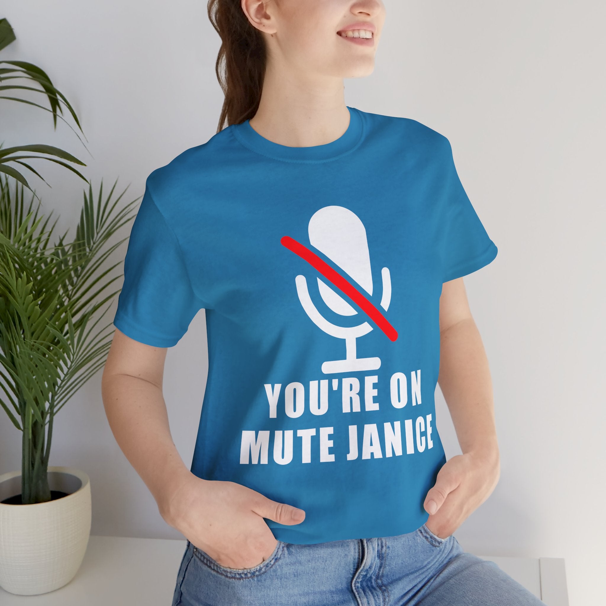 You’re On Mute, Janice T-Shirt – Funny Zoom Meeting Office Humor Graphic Tee