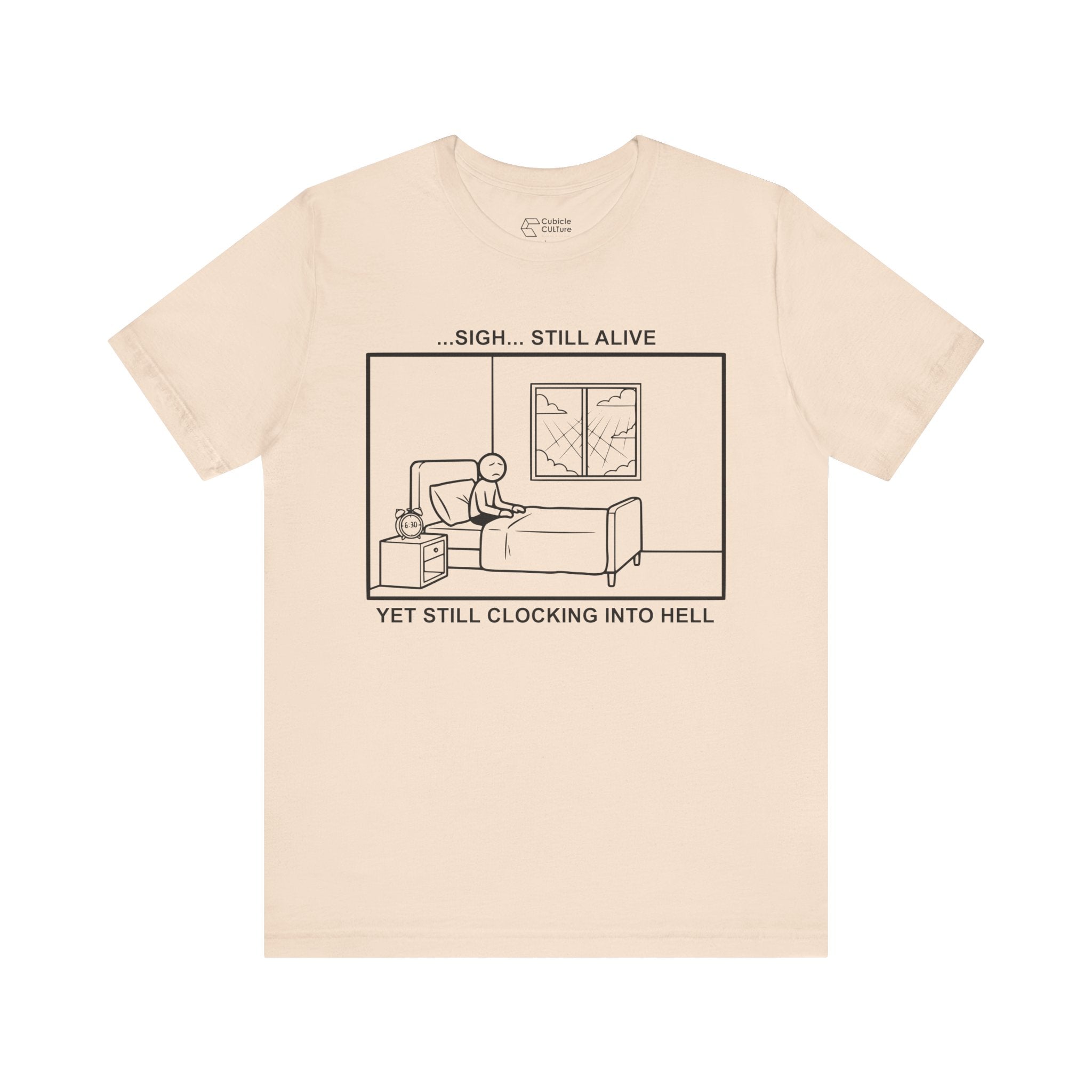 Every Morning — Clocking into Hell T-Shirt – Cliffverse Office Humor Graphic Tee for Corporate Survivors